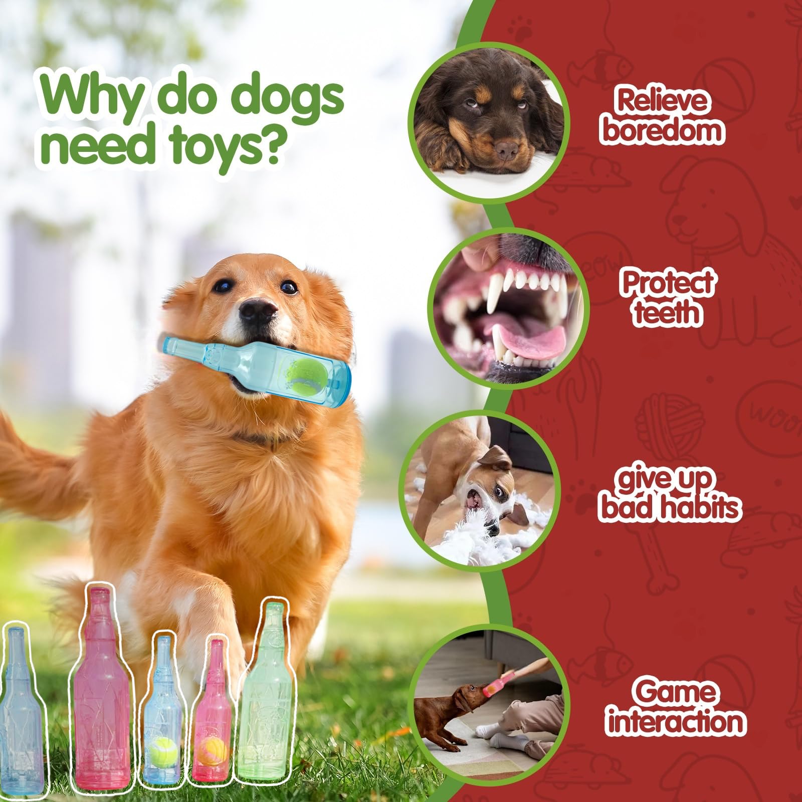 Jatmira Tennis Ball In Bottle Dog Toy [2025 New Upgrade] Reinforced And Thickened Rubber Bottle Dog Chew Toy With Ball Squeaky F