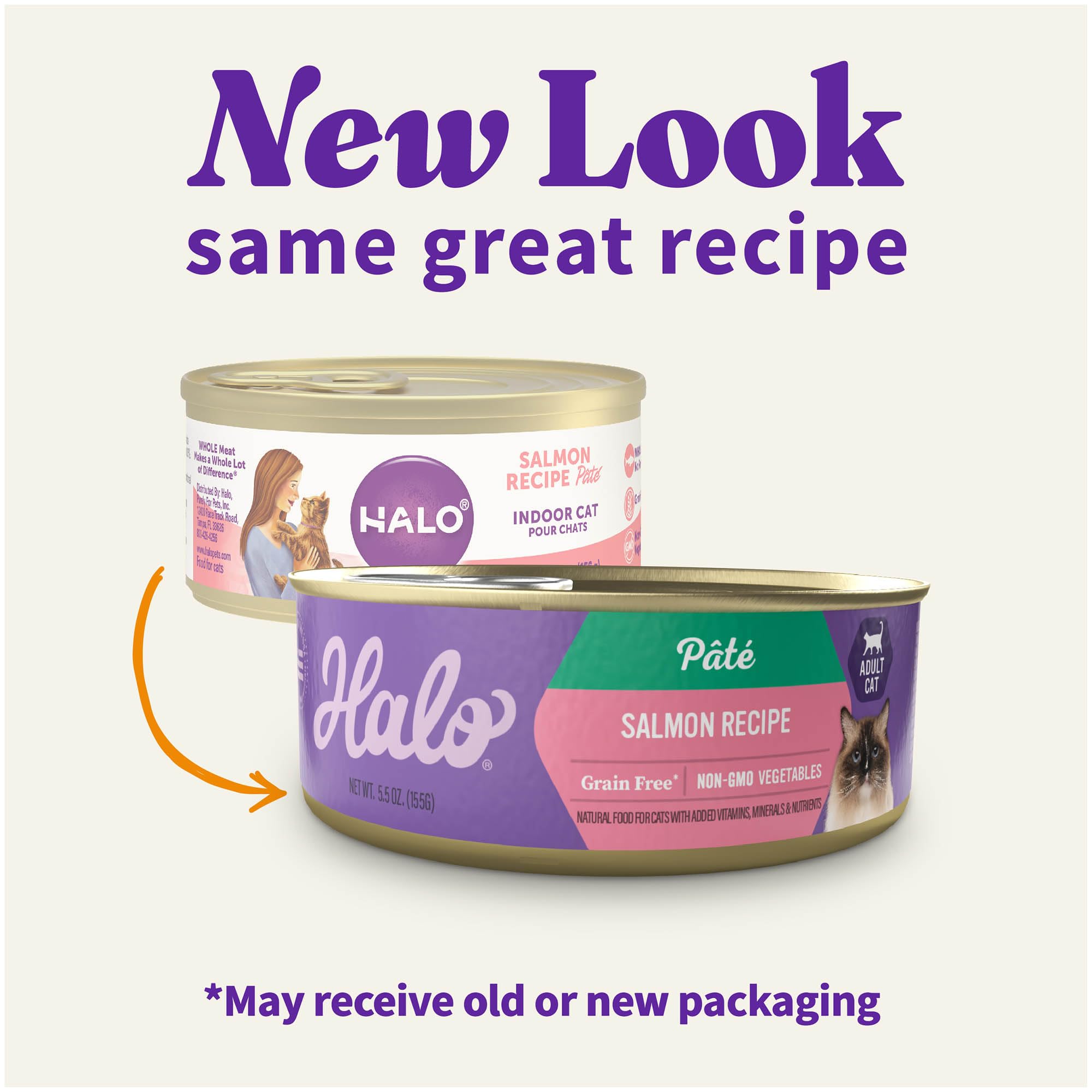 Halo Purely For Pets Halo Indoor Wet Cat Food, Grain Free, Salmon Pate, 5.5 Ounce (Pack of 12)