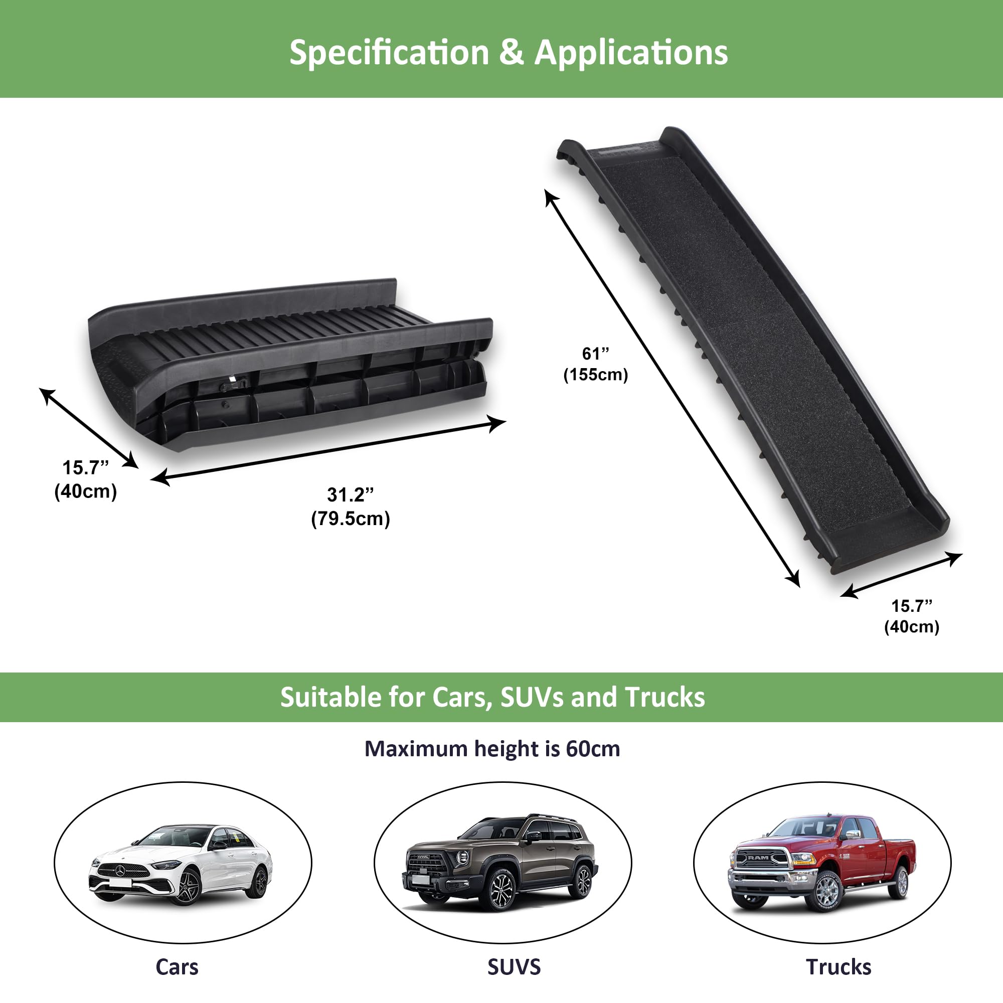 Livingbasics Folding Pet Ramp, 61 Inch Lightweight Portable Dog And Cat Ramp Great For Cars Trucks And Suvs
