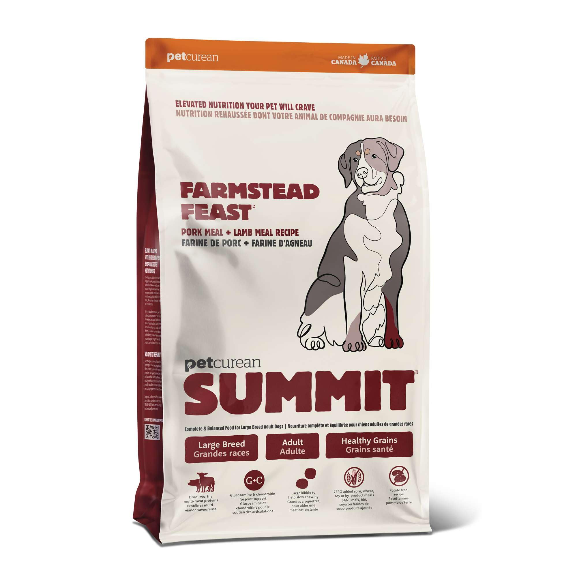 Summit Farmstead Feast Pork Meal + Lamb Meal Dry Dog Food for Large Breeds, Affordable, Healthy Kibble for Adults & Seniors, Mul