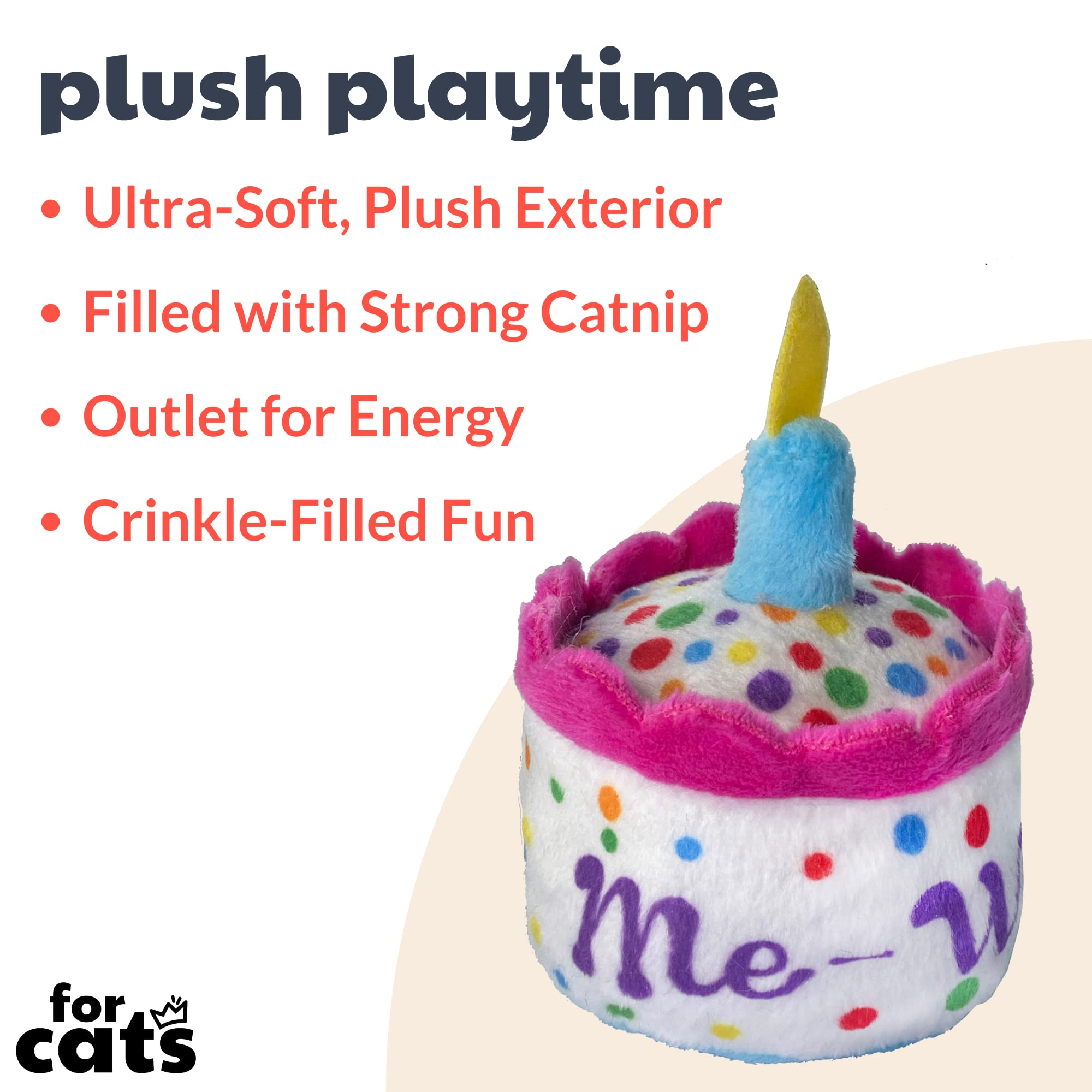 Huxley & Kent Plush Cat Toy - Mewow Cake - Birthday Strong Catnip Filled - Plush Interactive Kitten And Cat Toy With Catnip And