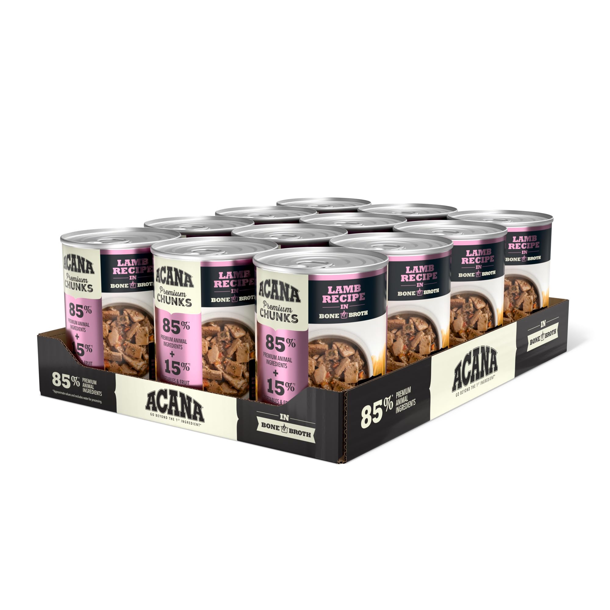 ACANA Premium Chunks in Bone Broth Grain-free Wet Dog Food Lamb Recipe 12.8oz Cans (12 Count)