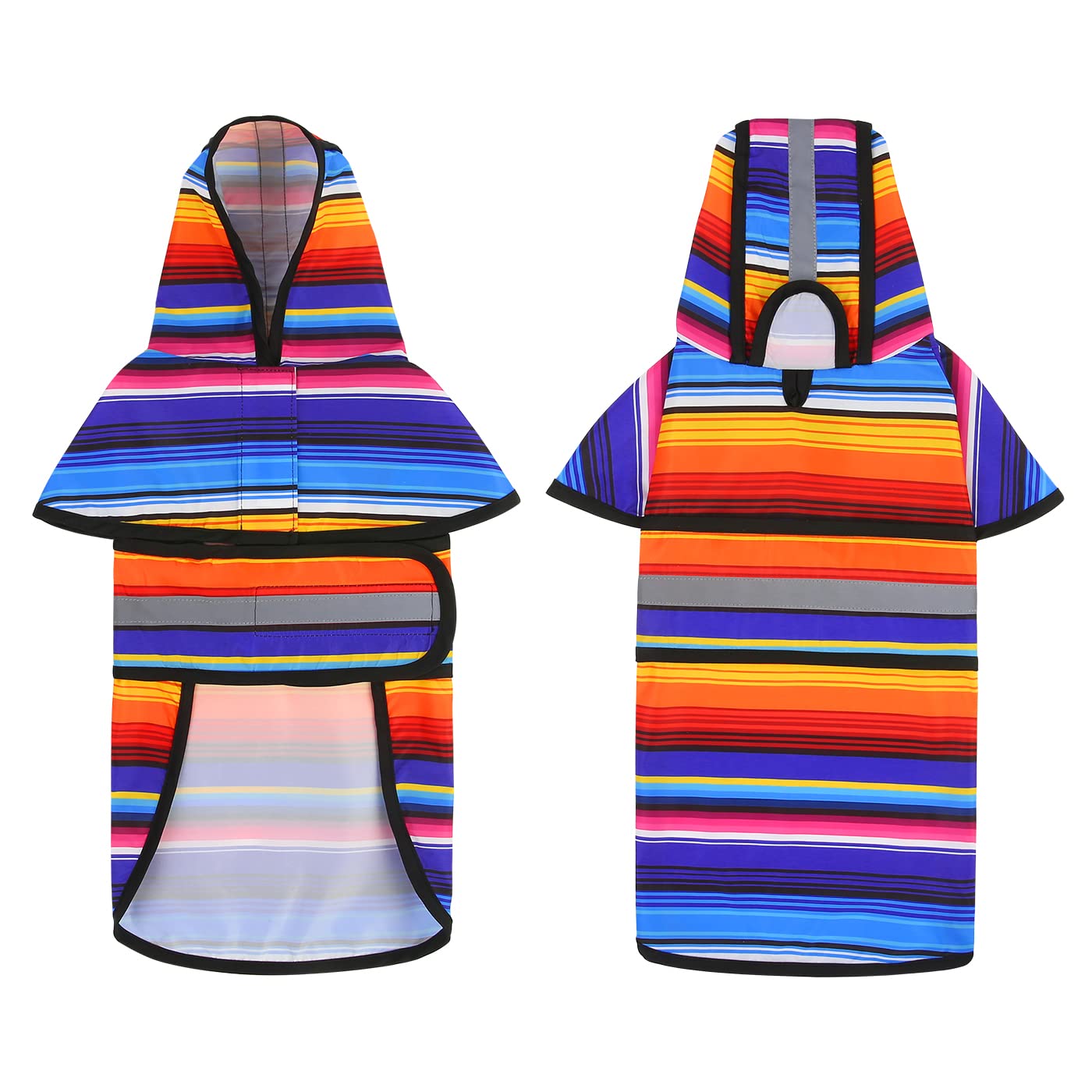Hde Dog Raincoat Hooded Slicker Poncho For Small To X-Large Dogs And Puppies Baja Stripes - Xl