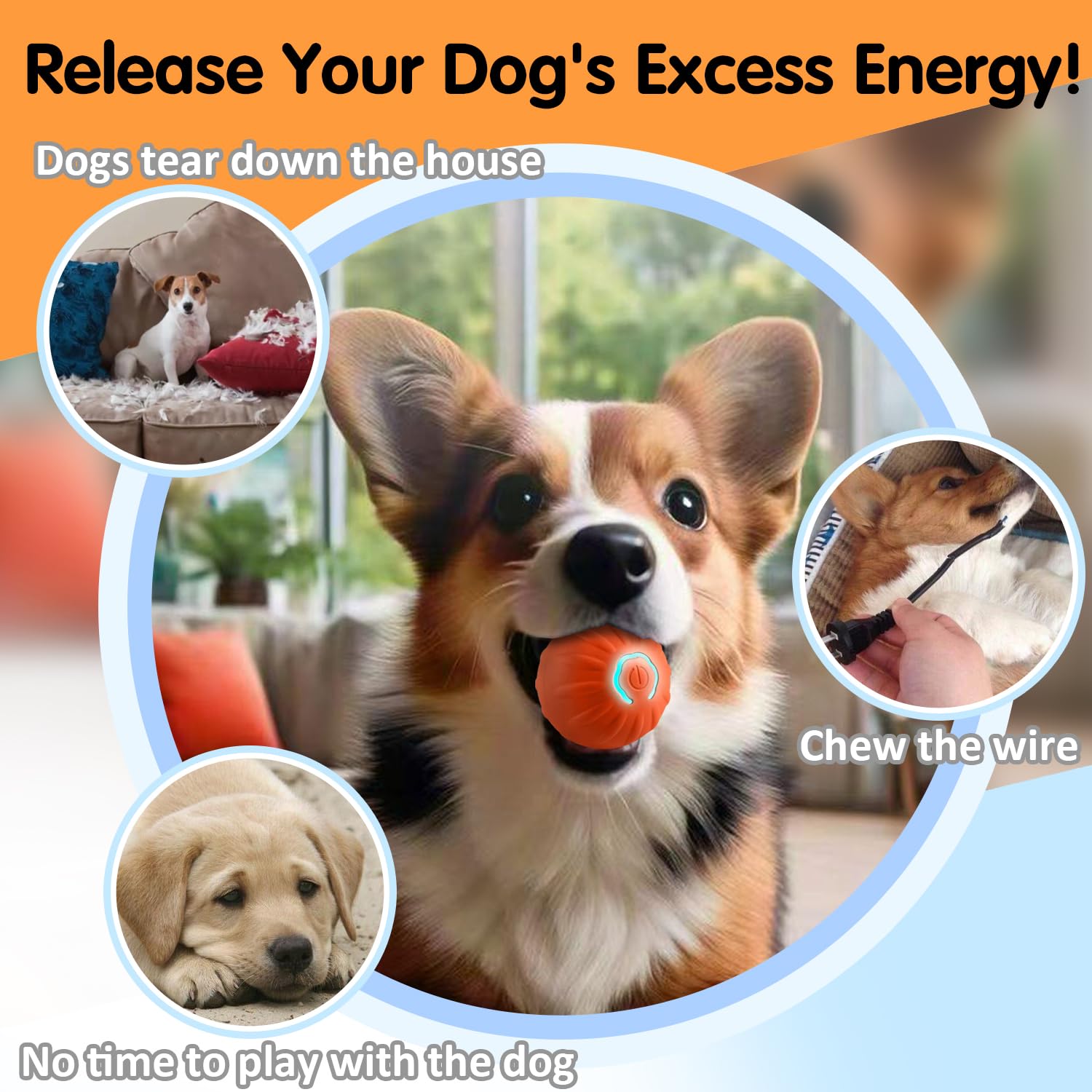 Xihongshi Shaky Ball Toy For Dogs, Automatic Moving Dog Toy Ball For Dogs(Cosmic Orange)