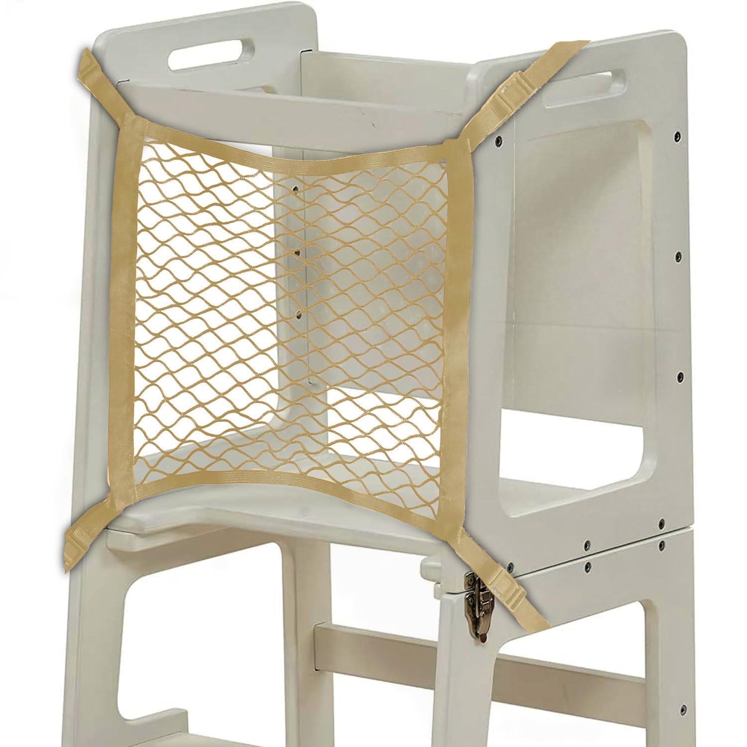 Toddlers Tower Safety Net - Safety Guard for Toddlers Tower - Kitchen Step Tool Toddlers/Kid (Beige) (Beige, 17'' W x 17'' H)