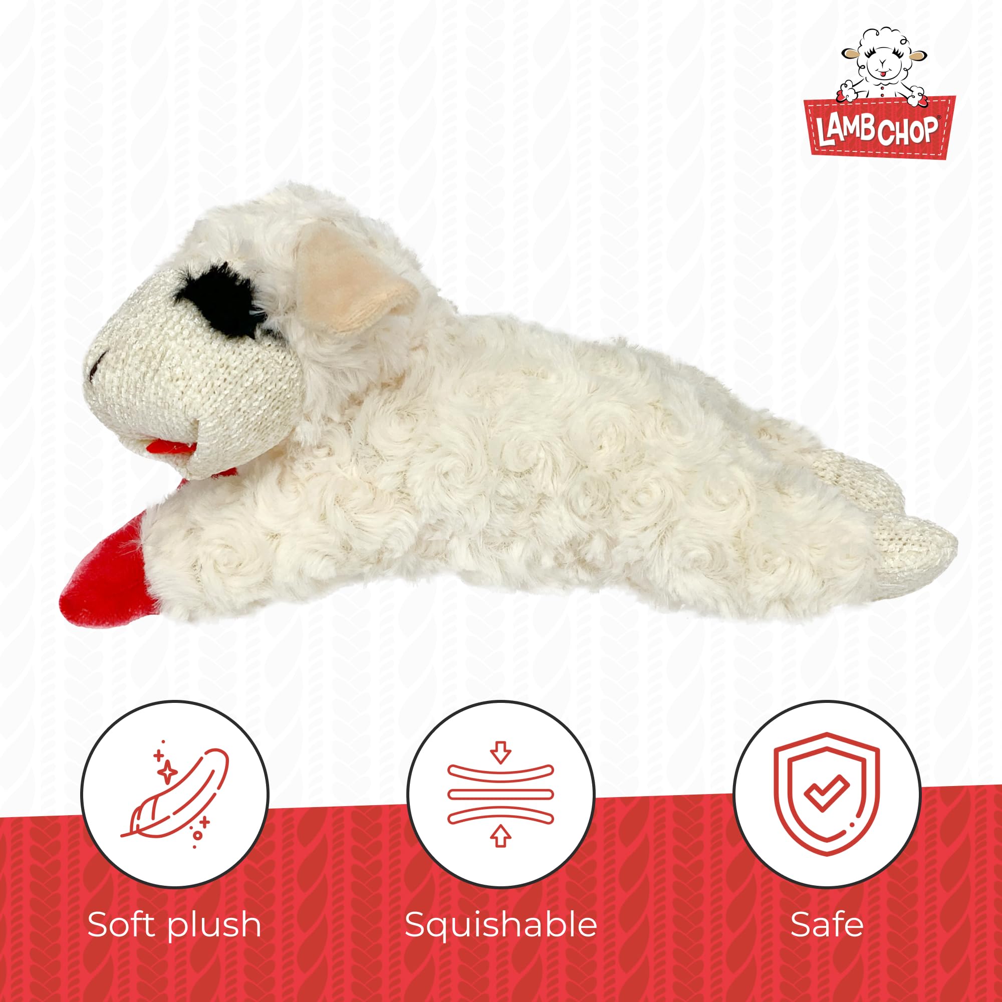 Multipet Mini Lamb Chop Officially Licensed, Plush, Squeak Pet Toy (White, 10)
