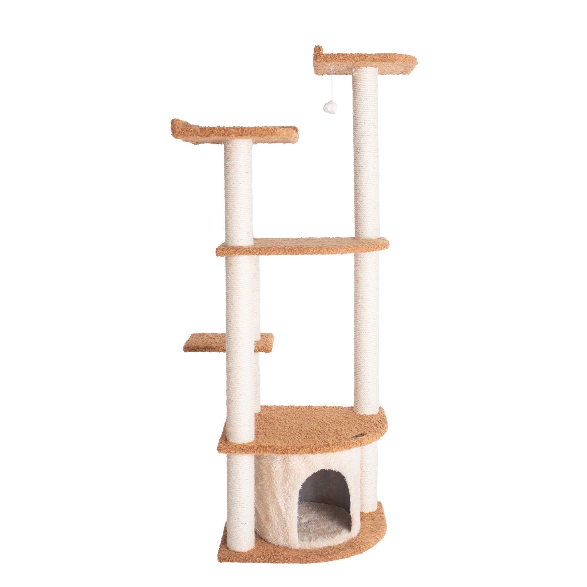 Armarkat Ultra Thick Faux Fur Cat Scratching Furniture Real Wood Jump Platform For Cats Chocolate A6402