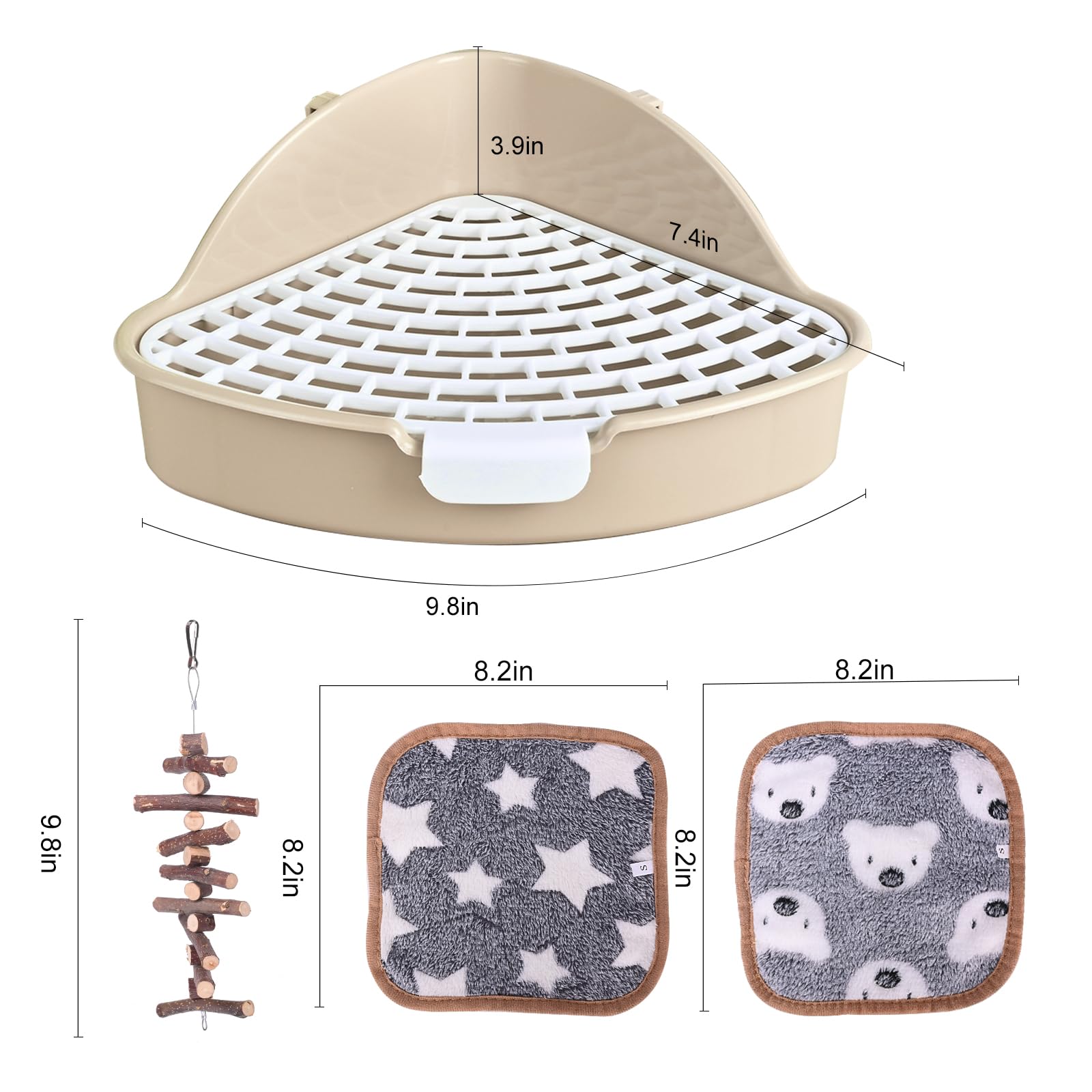 Rubyhome Triangle Potty Trainer Corner Litter Bedding Box Pet Pan For Baby Rabbit, Chinchillas, Small Guinea Pigs, Ferret, Gales