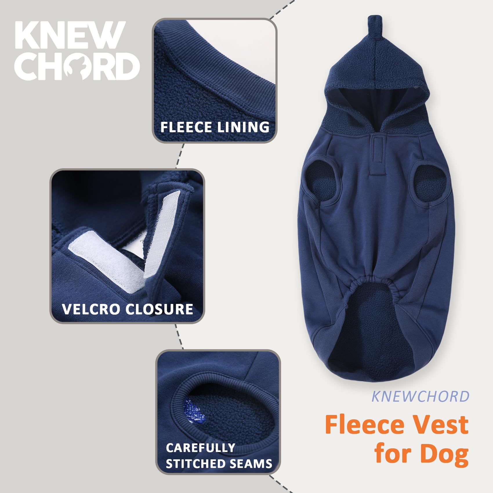 Dog Winter Hoodie Coat, Plush Vest Hoodie Dog Jacket, Dog Winter Autumn Warm Clothes(Blue-Large)