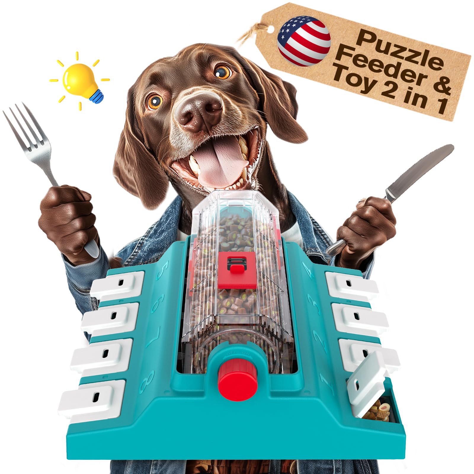 KADTC Dog Puzzle Toy for Medium/Extra/Large/Dogs Mind Game Self Play Spinning N Eat Food Capacity 16.4 oz Adjustable Slow Feede