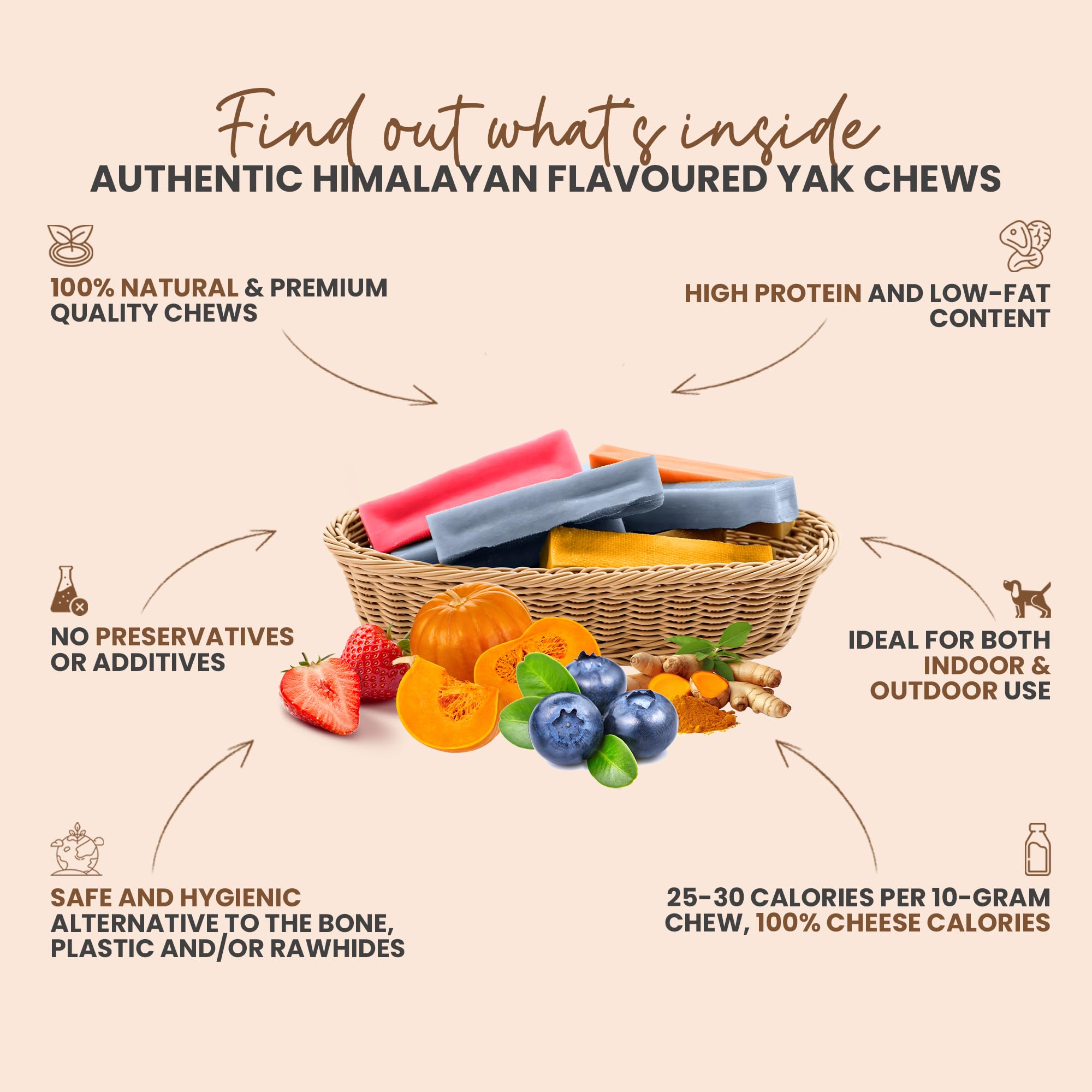 KATHMANDUS 100% Natural Flavored Yak Chews - Keep Dogs Busy & Happy with Our Lactose & Rawhide Free Himalayan Dog Chews - Long