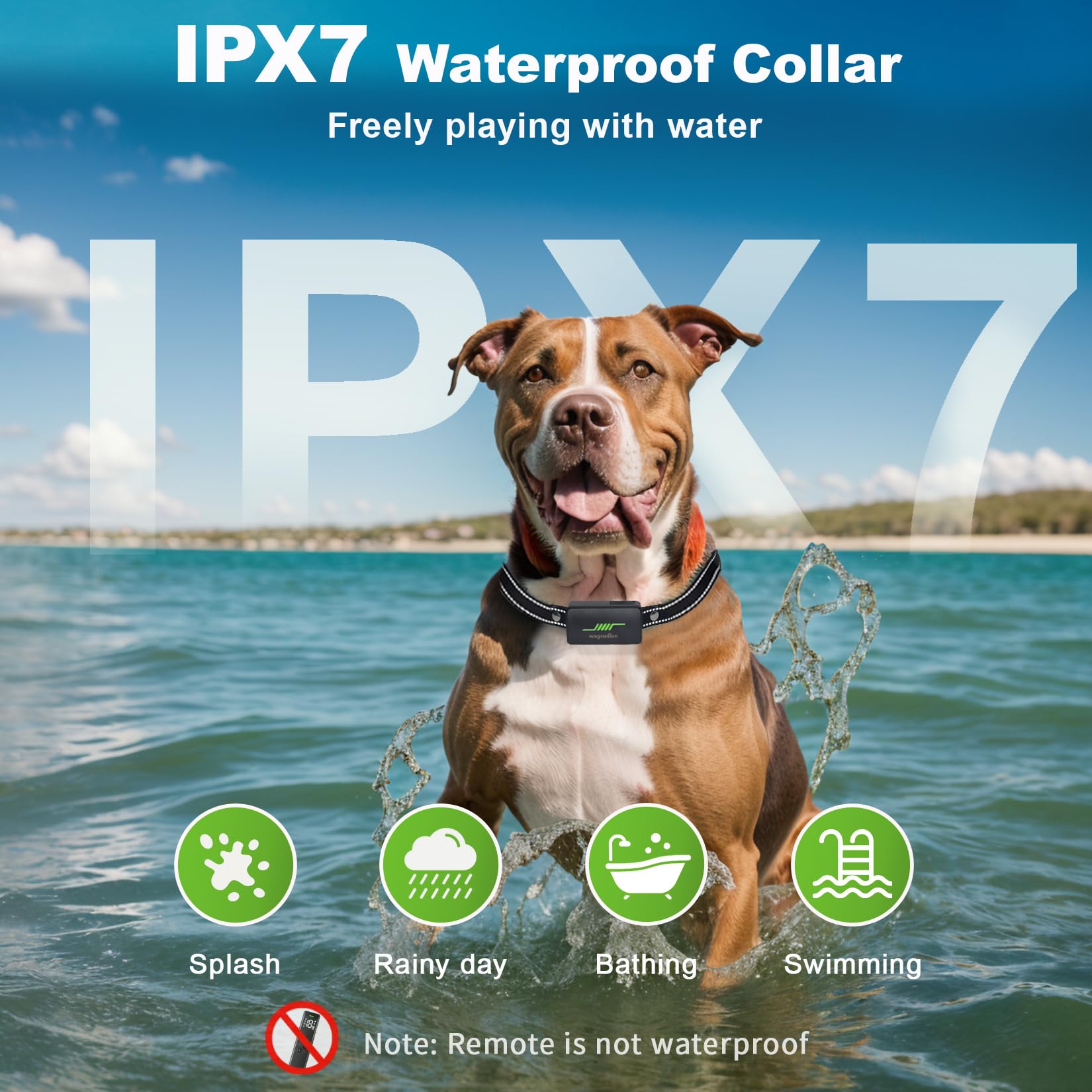 wagnation Shock Collar for Dogs - 3300FT Remote Control, IPX7 Waterproof, Rechargeable, Suitable for 10-120lbs Dogs, Model FF01