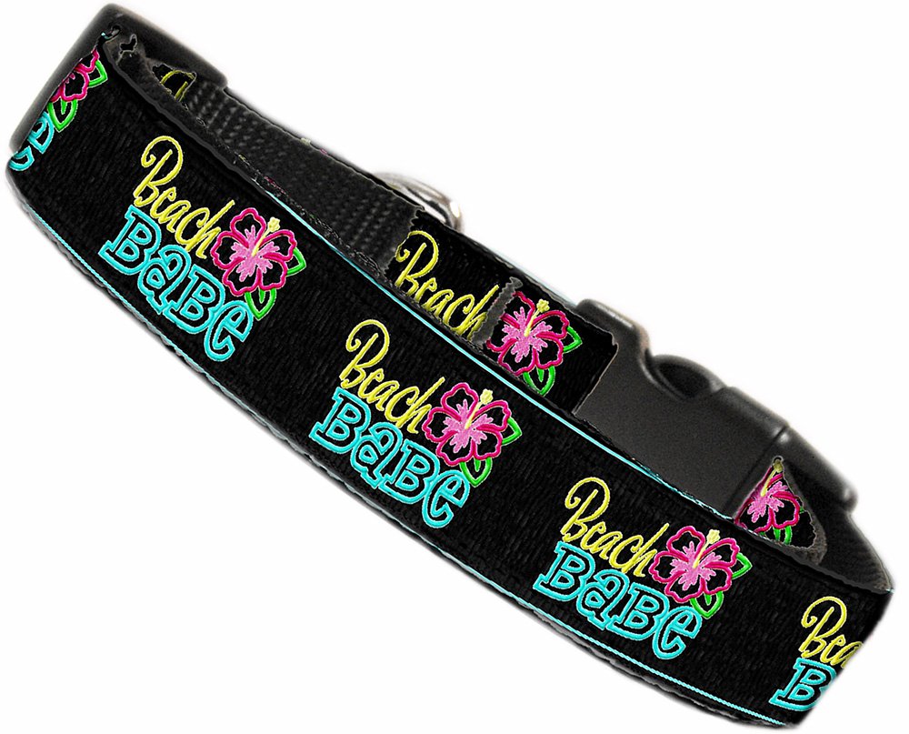 Pet Dog & Cat Nylon Collar or Leash, &quot;Beach Babe&quot; MD Collar