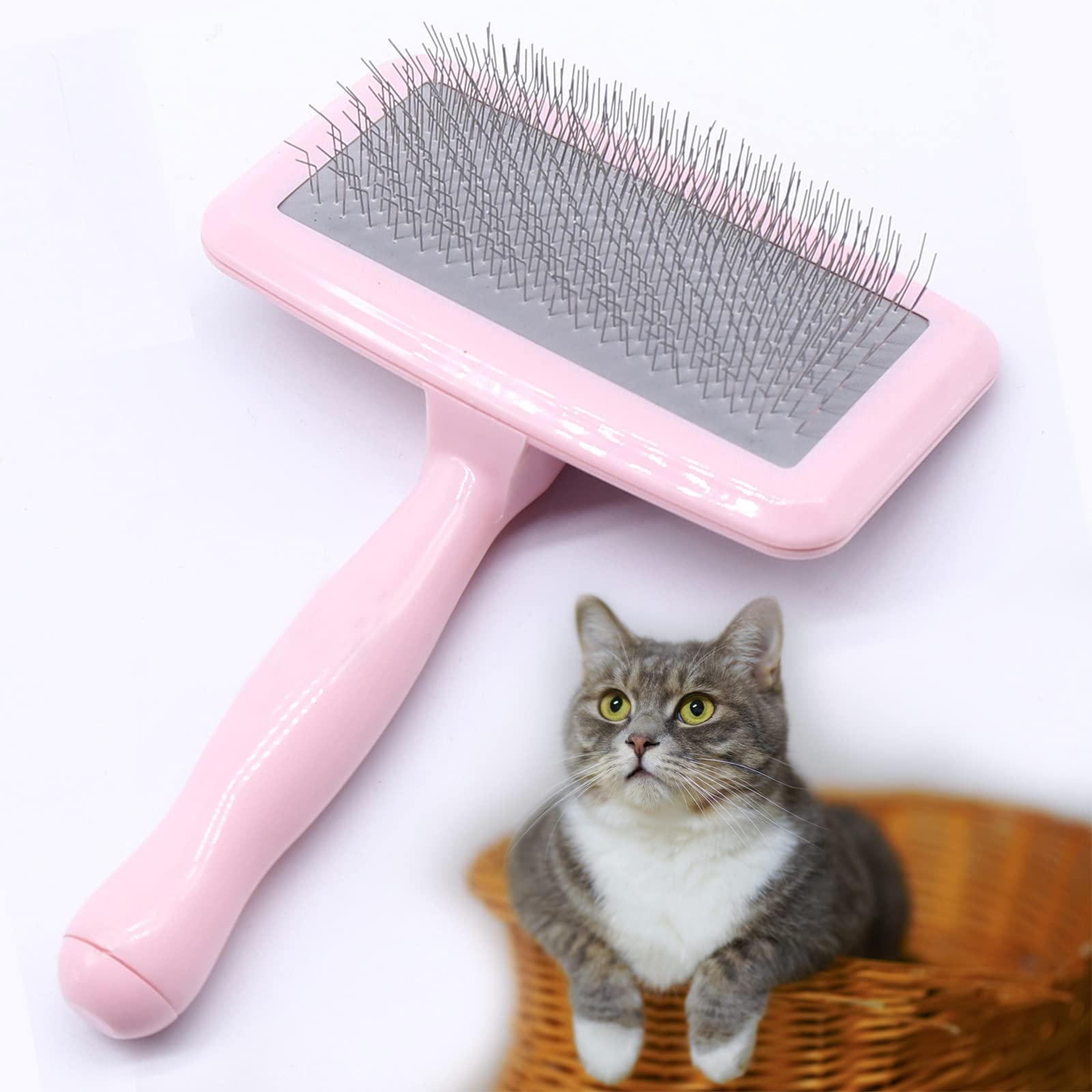 Tinypoint Air Cushion Slicker Brush For Dogs Cats,Soft Pin Shedding Brush For Short Haired Dog,Cat, Pet Grooming Wire Brush For 