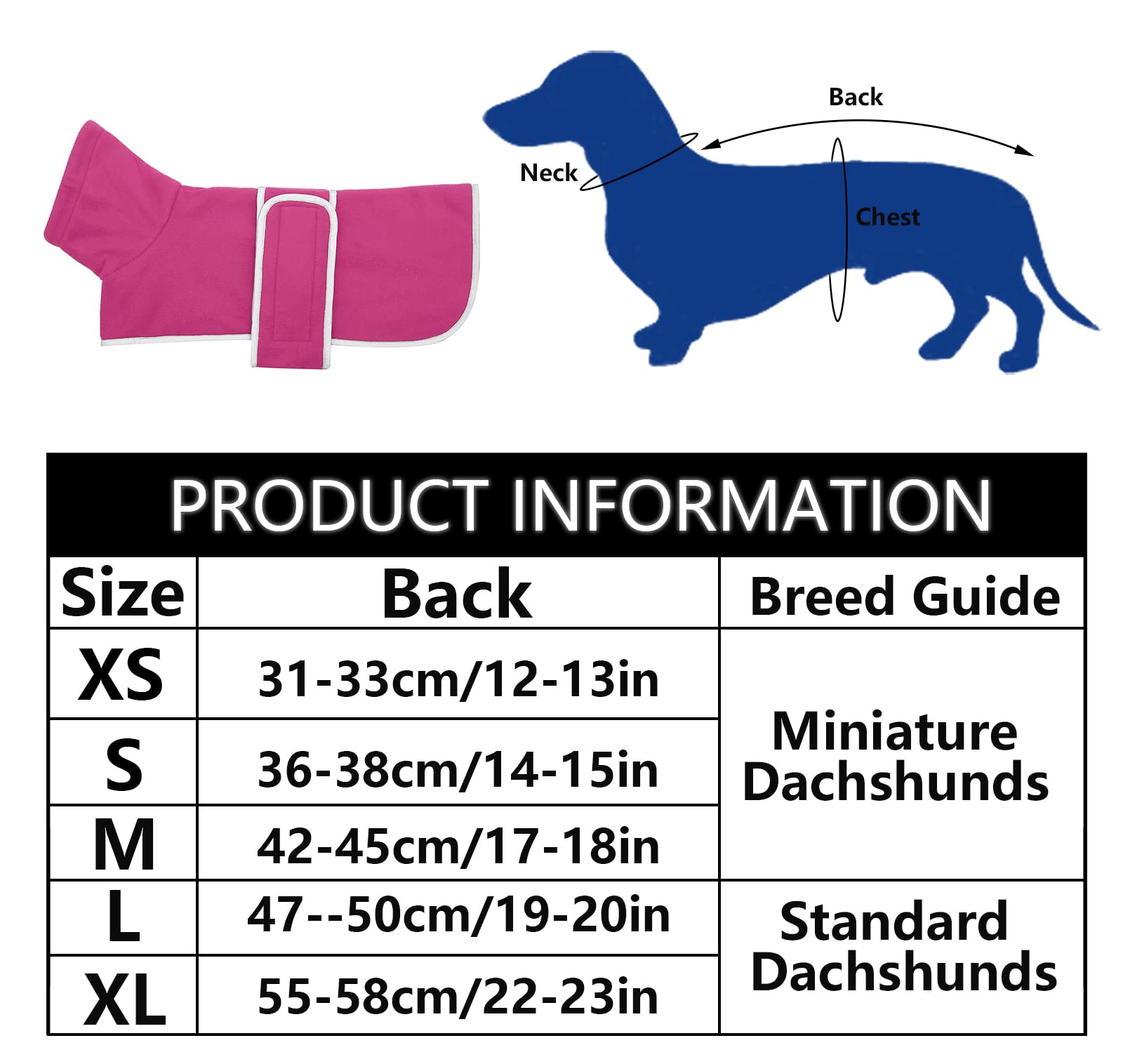 Geyecete Dog Jacket, Dog Coat Perfect For Dachshunds, Dog Winter Coat With Padded Fleece Lining And High Collar, Dog Snowsuit With Adjustable Bands Sizes -Pink-S