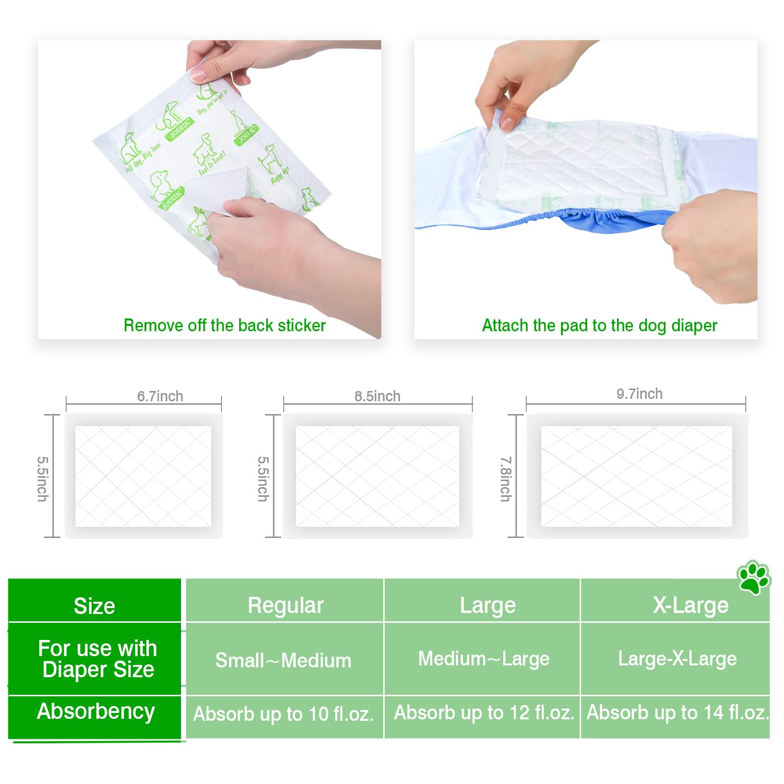 Dog Diaper Liners 100Ct Super Soft And Absorbent Dog Diaper Booster Pads For Male Dog Belly Bands Or Female Dog Diapers(X-Large,