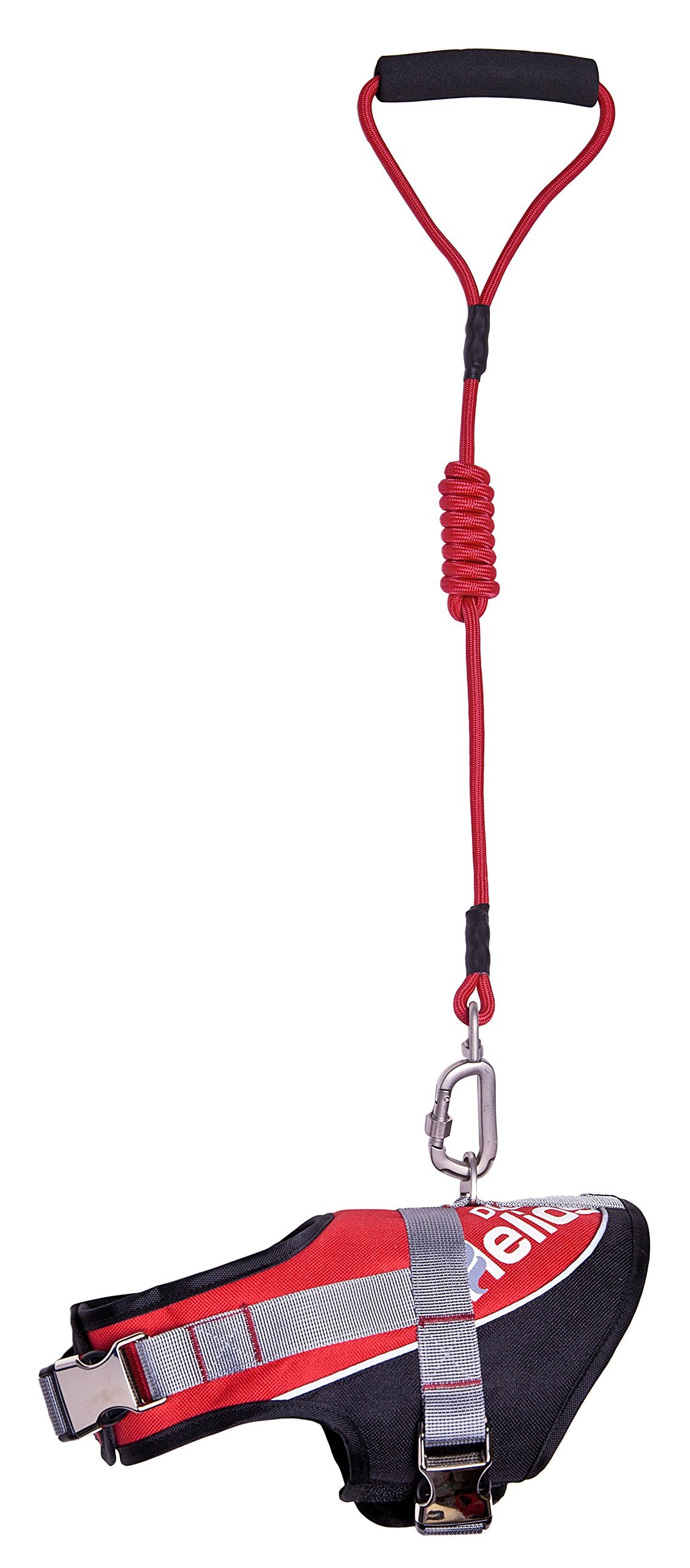 DOGHELIOS 'Bark-Mudder' Easy Tension 3M Reflective Endurance 2-in-1 Adjustable Pet Dog Leash and Harness, Medium, Red