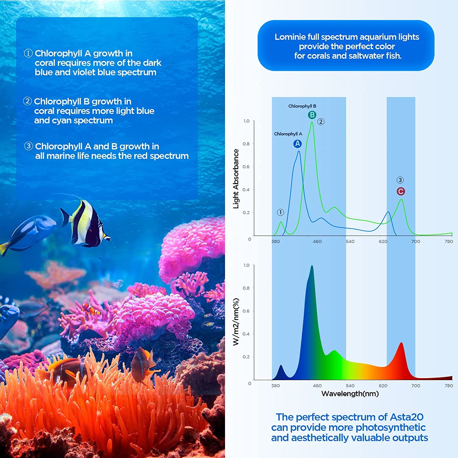 Lominie Led Aquarium Light, Full Spectrum Fish Tank Light, Clip On Saltwater Planted Light Adjustable Gooseneck For Saltwater Coral Fish Tanks, Dimmable Nano Refugium Tank Light Supports Remote Wifi