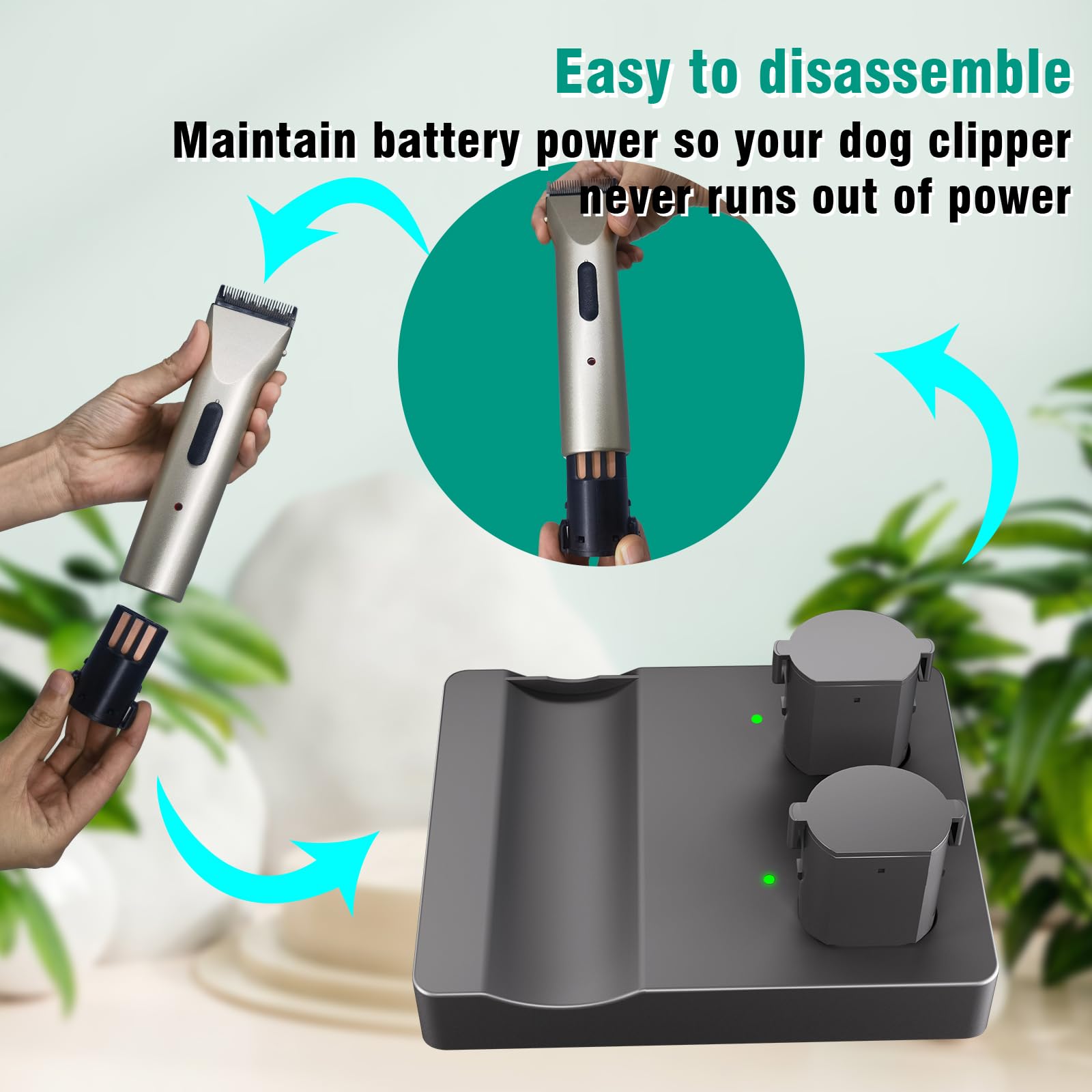 BESTBOMG Battery Charger Stand & 2 Replacement Batteries for Wahl Arco & Arco SE Clippers, 2100 mAh NiMH, Plastic, Compatible