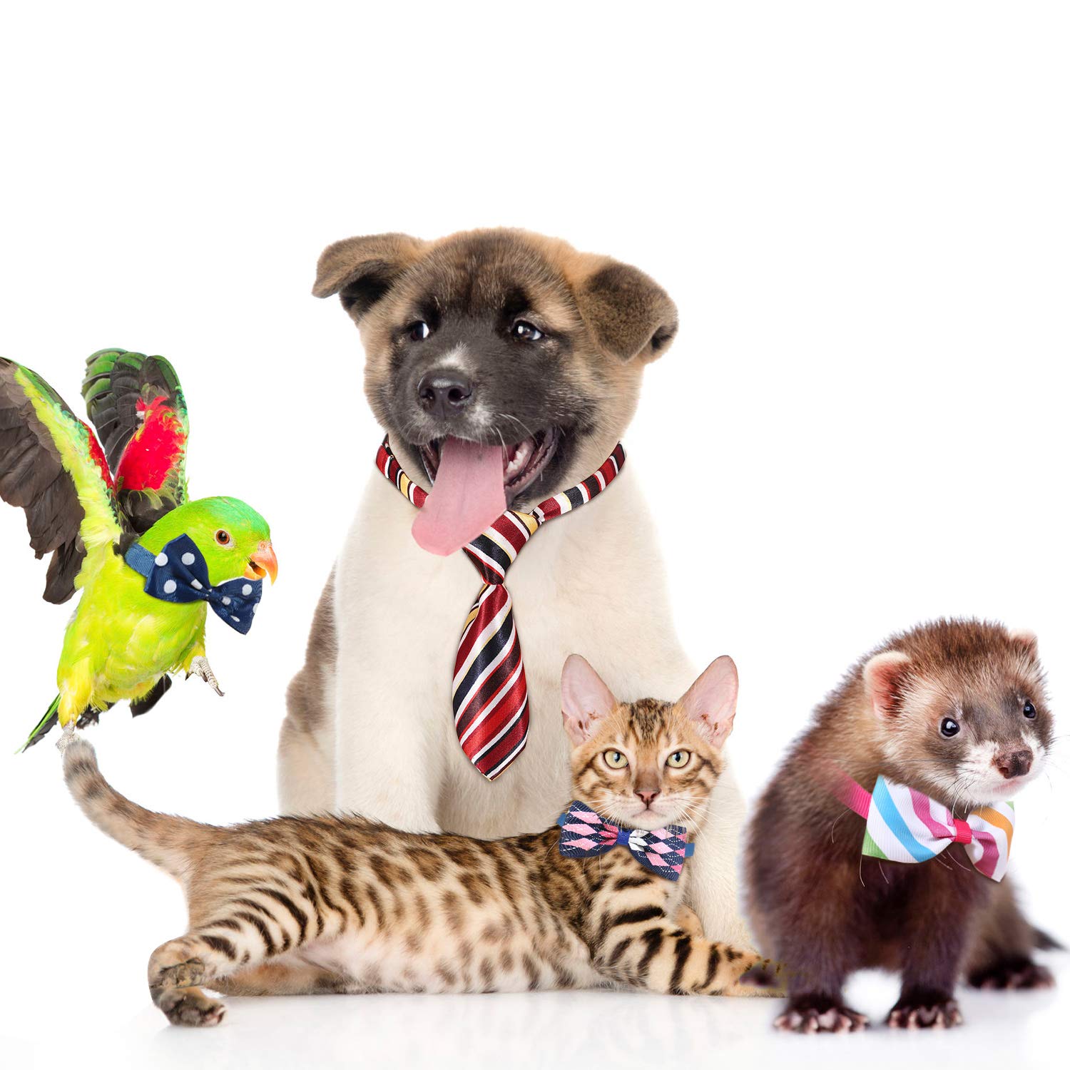 Frienda 20 Pieces Dog Ties Assorted Small Pet Bow Ties Festival Neckties with Adjustable Collar for Dog Cat Grooming Accessories