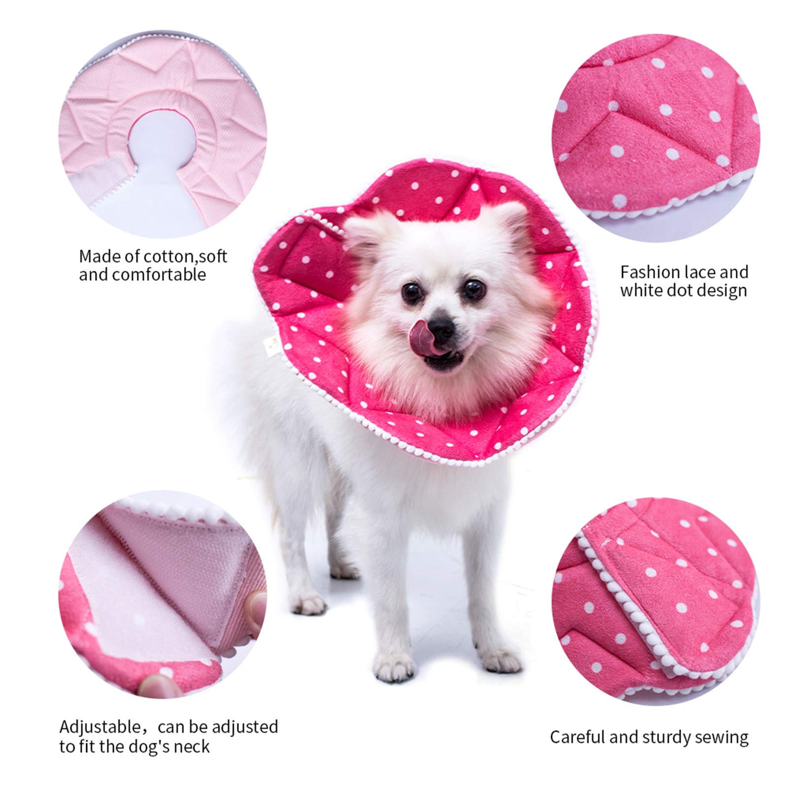 Adjustable Dog Cat Cone,Soft Recovery Cat Cone Collar,Dog Protective Collar for Cats Surgery,Pink,Small,Medium (Pink, Medium)