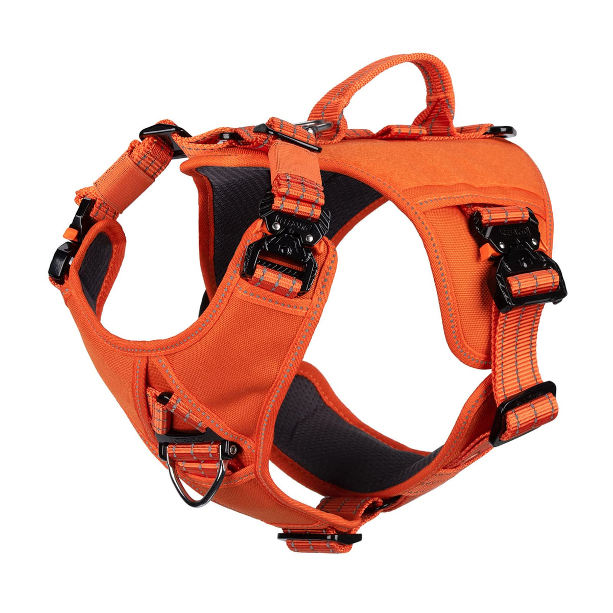 Icefang Gn8 Quick-Moving Tactical Dog Harness With Handle,Reflective In Training Walking K9 Vest,No-Pull Front Lead,5-Points Adjustable,Hook And Loop Panels (Elite Orange, X-Large (Pack Of 1))