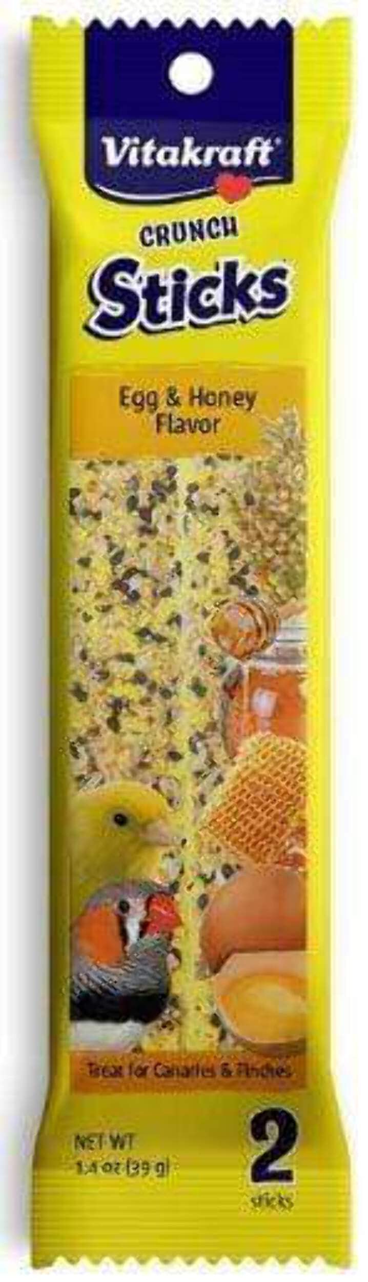 Vitakraft Crunch Sticks For Canaries And Finches - Egg And Honey - Pet Bird Treat Toy