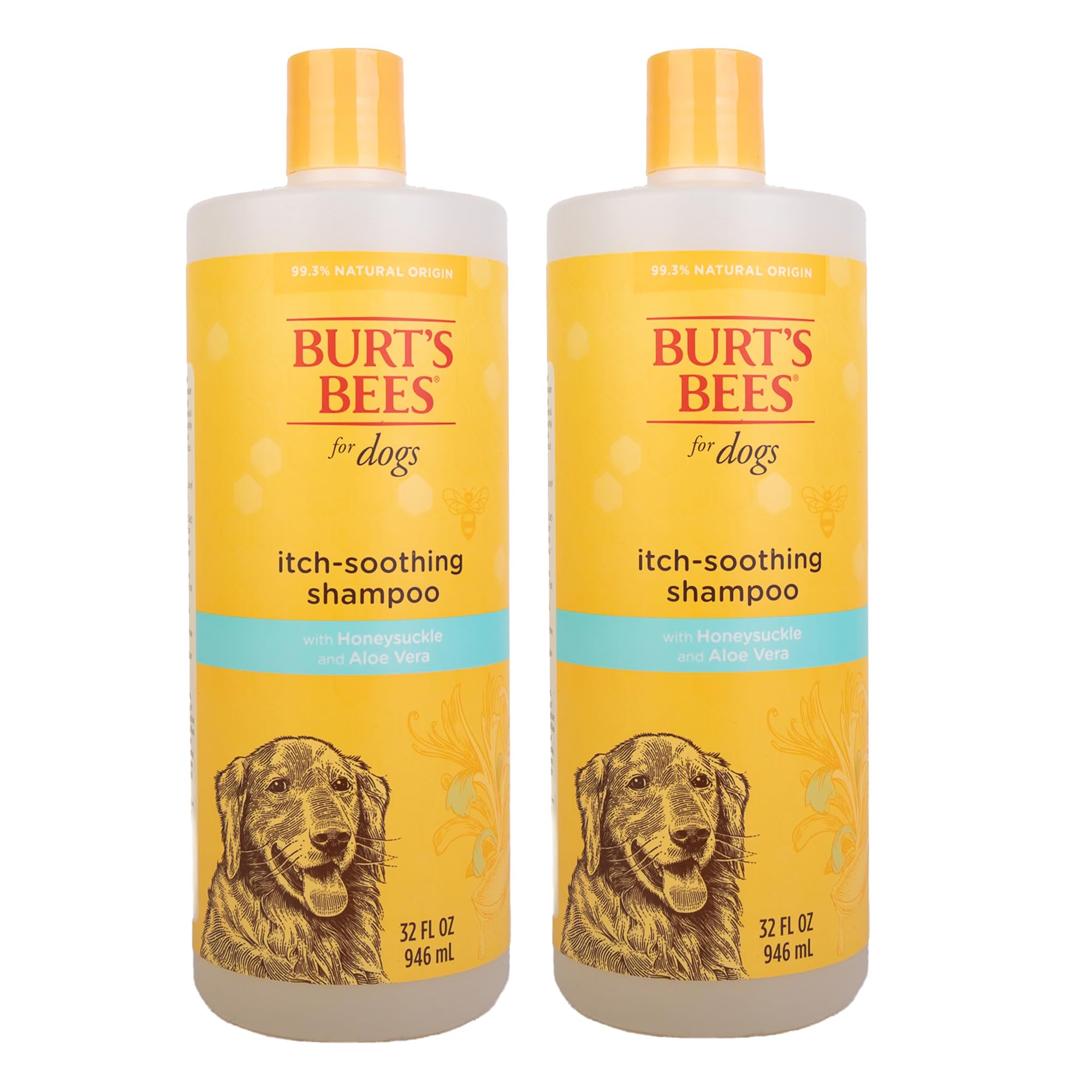 Burt'S Bees For Pets Itch Soothing Shampoo With Honeysuckle, 2Pk, 95% Natural Origin Formulas, Dog Shampoo For Itchy Dogs, Dog S