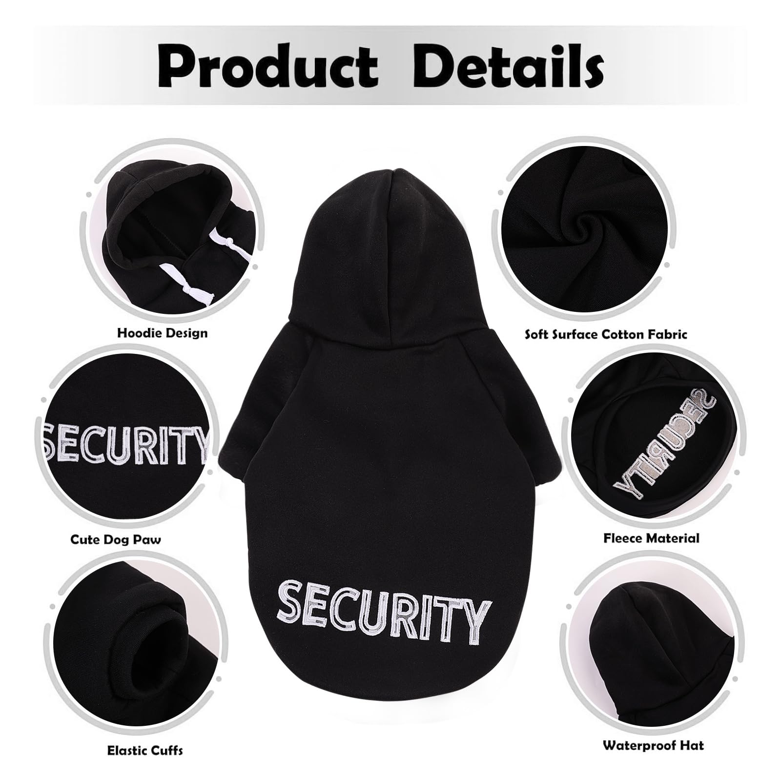Sawmong Dog Hoodie,Flannel Pet Hooded Sweater With Hat Puppy Pullover Sweater Shirt,Dog (Security Black,3Xl)