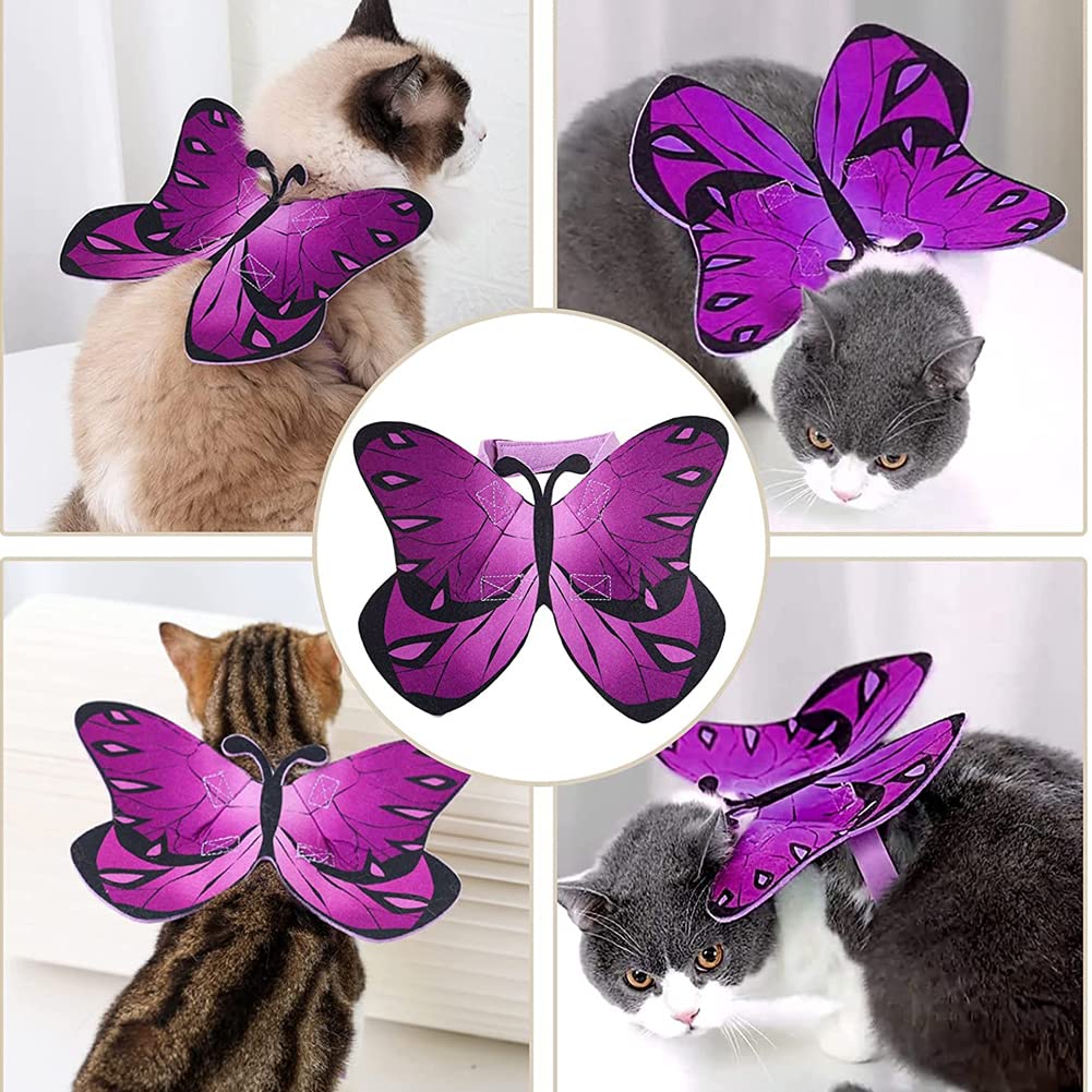 Cat Butterfly Costume Halloween Wings For Small Dogs And Cats, Puppy Cat Apparel Clothes For Halloween Party Decoration (Purple)
