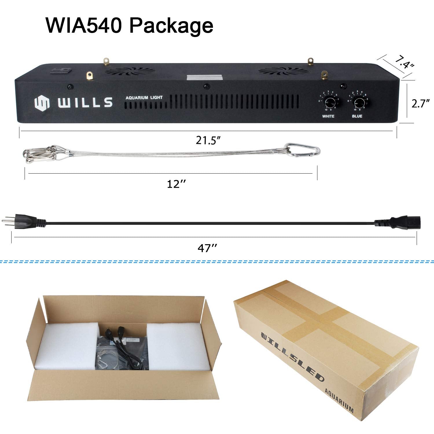 Wills Aquarium Light, Dimmable Full Spectrum Fish Tank Light With 3 Dimming Modes & 55 Premium Smd Chips, 165W Led Aquarium Plant Light For Saltwater Freshwater Coral Reef (21.3'X6.7'X2.4')