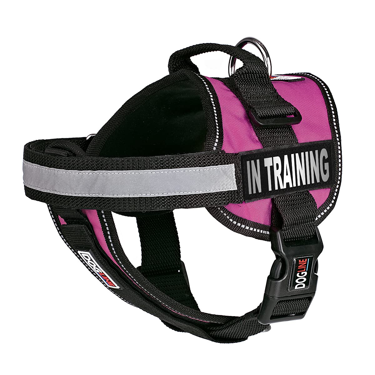 Dogline Vest Harness For Dogs And 2 Removable In Training Patches, Medium/22 To 30', Pink