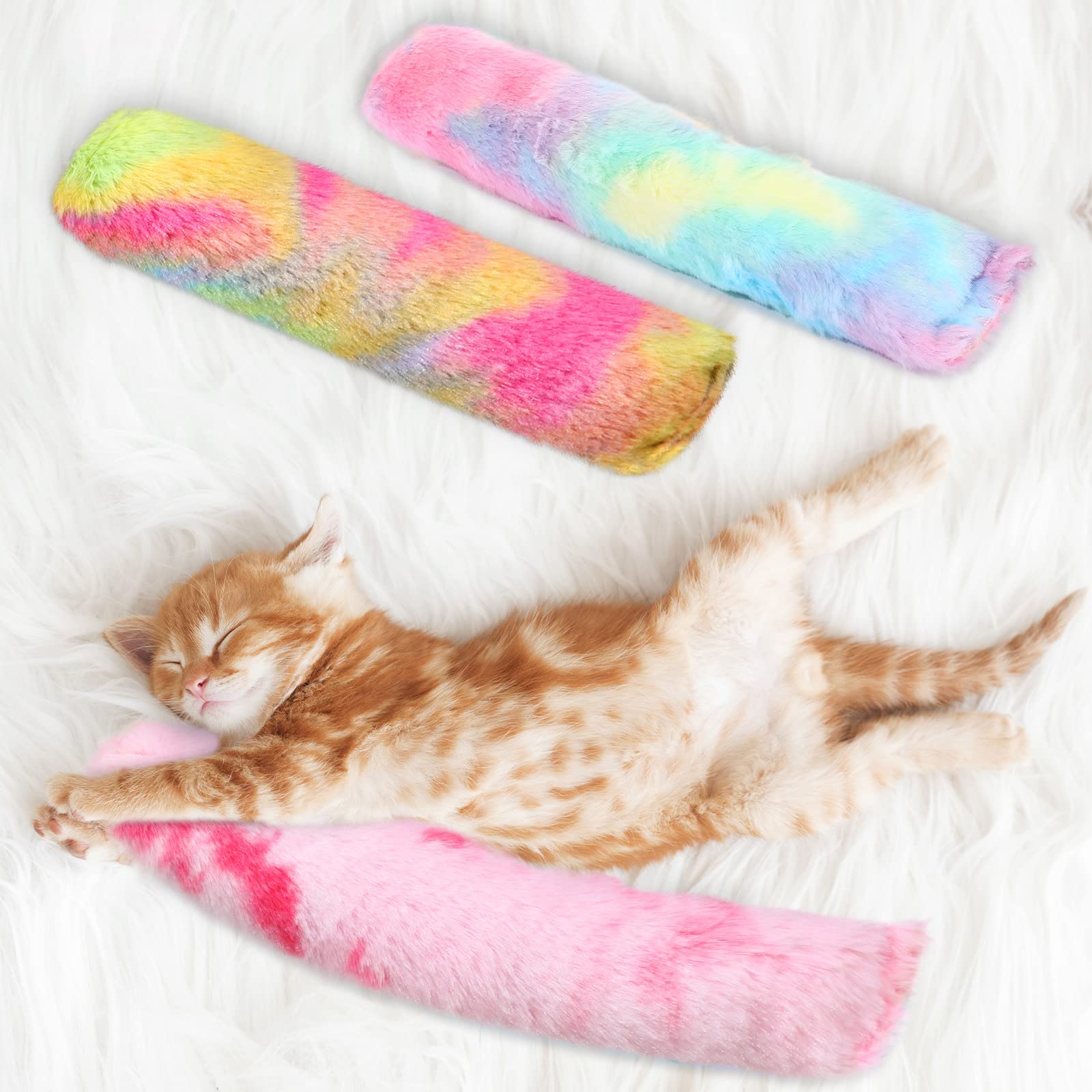 Civaner 6 Pcs Catnip Toys Interactive Cat Kicker Toy Plush Fabric Cat Kick Toy Sticks Chasing Chewing Exercising Catnip Filled Cat Toys Cat Chew Toy For Puppy Kitty (Candy Color, 10.6 Inch)