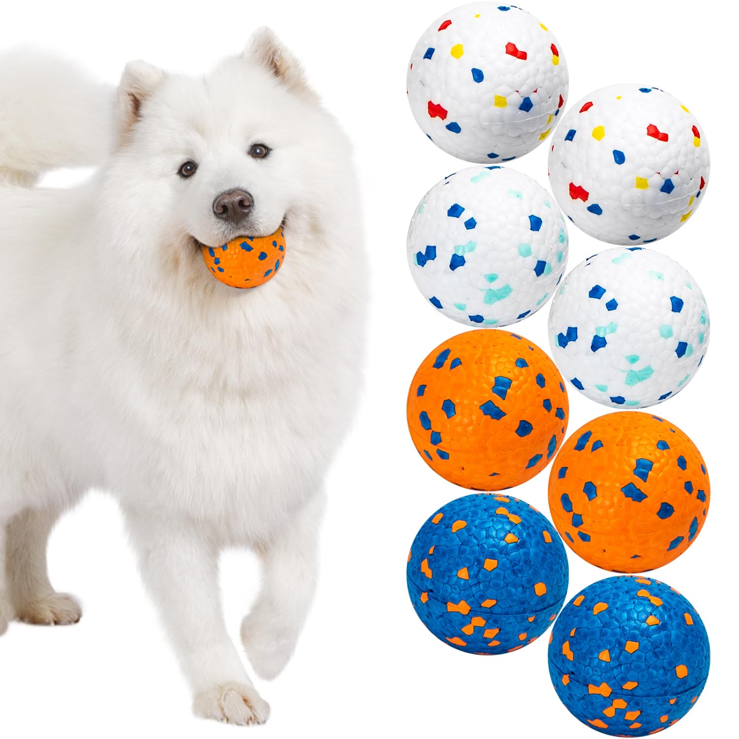 Nobleza Dog Ball Toy Tennis Bouncying Training Balls, 2.75'' Aggressive Chewer Teething Durable Floating Dog Tennis Balls, Inter