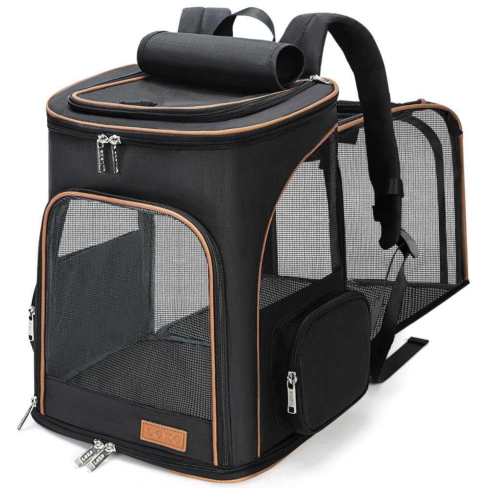 Lekereise Black Cat Backpack For Large Cats And Dogs Up To 20-25 Lbs Expandable Pet Carrier Backpack Dog Backpack With Safety Le