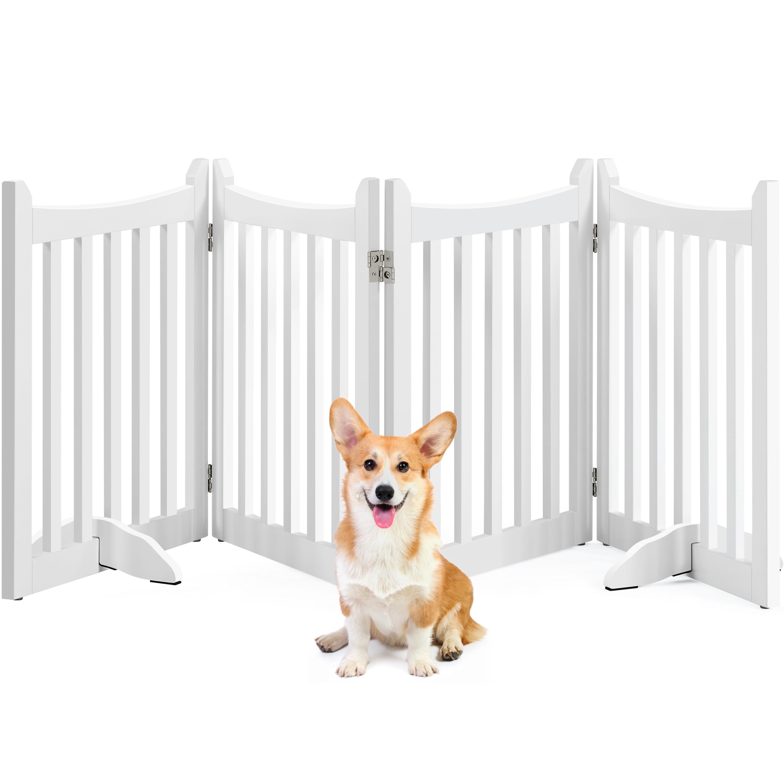 Yaheetech 24'' H Freestanding Pet Gate For Dogs Wooden Dog Gates For Hallway, Doorway Collapsible Indoor Pet Fence With Support 