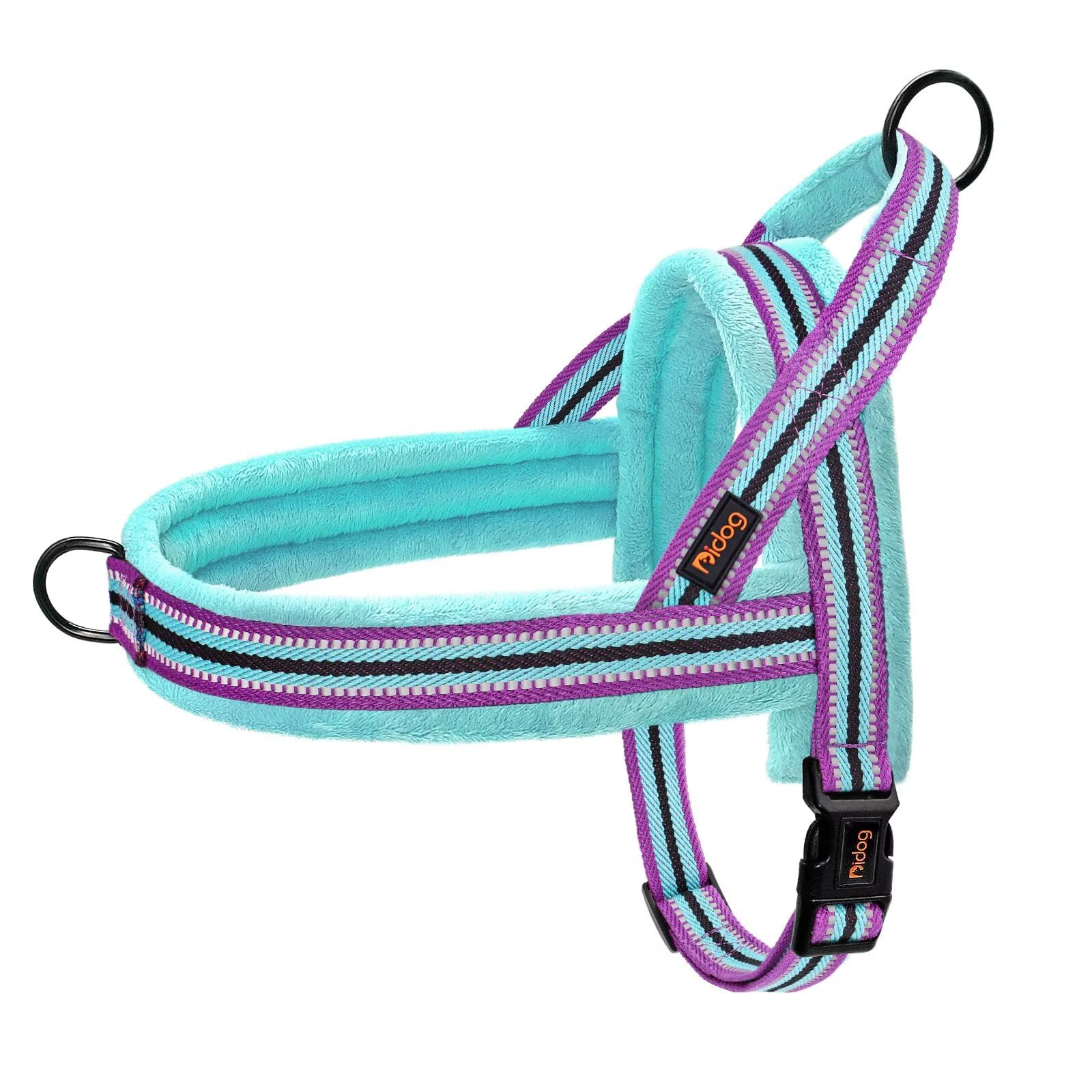 Didog Soft Flannel Padded Dog Vest Harness, Escape Proof/Quick Fit Reflective Dog Strap Harness,Easy For Walking Training (S:Che