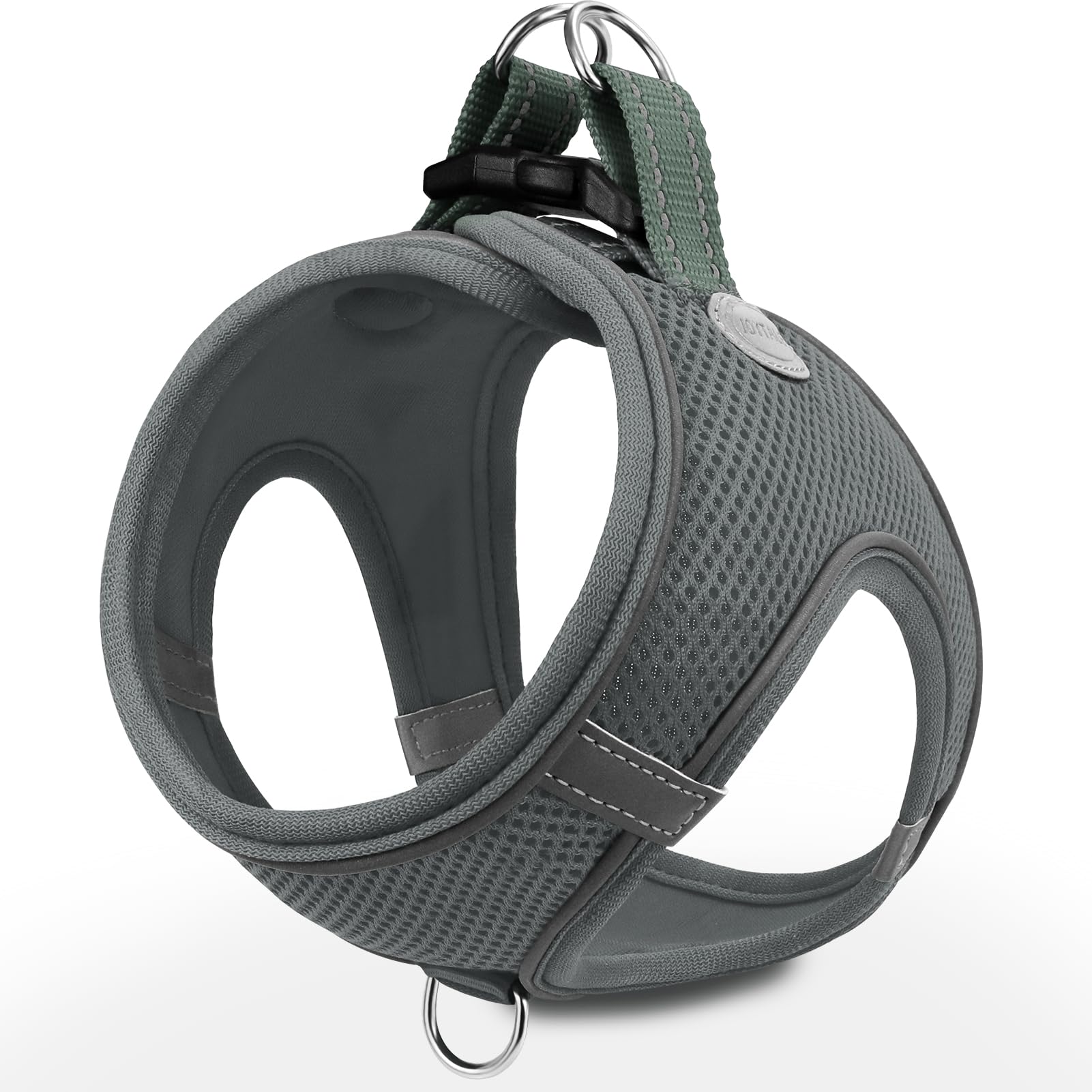 Joytale Small Dog Harness, Breathable Mesh Step-In Vest, Reflective Soft Padded Harnesses For Small And Medium Dogs, Gray, L