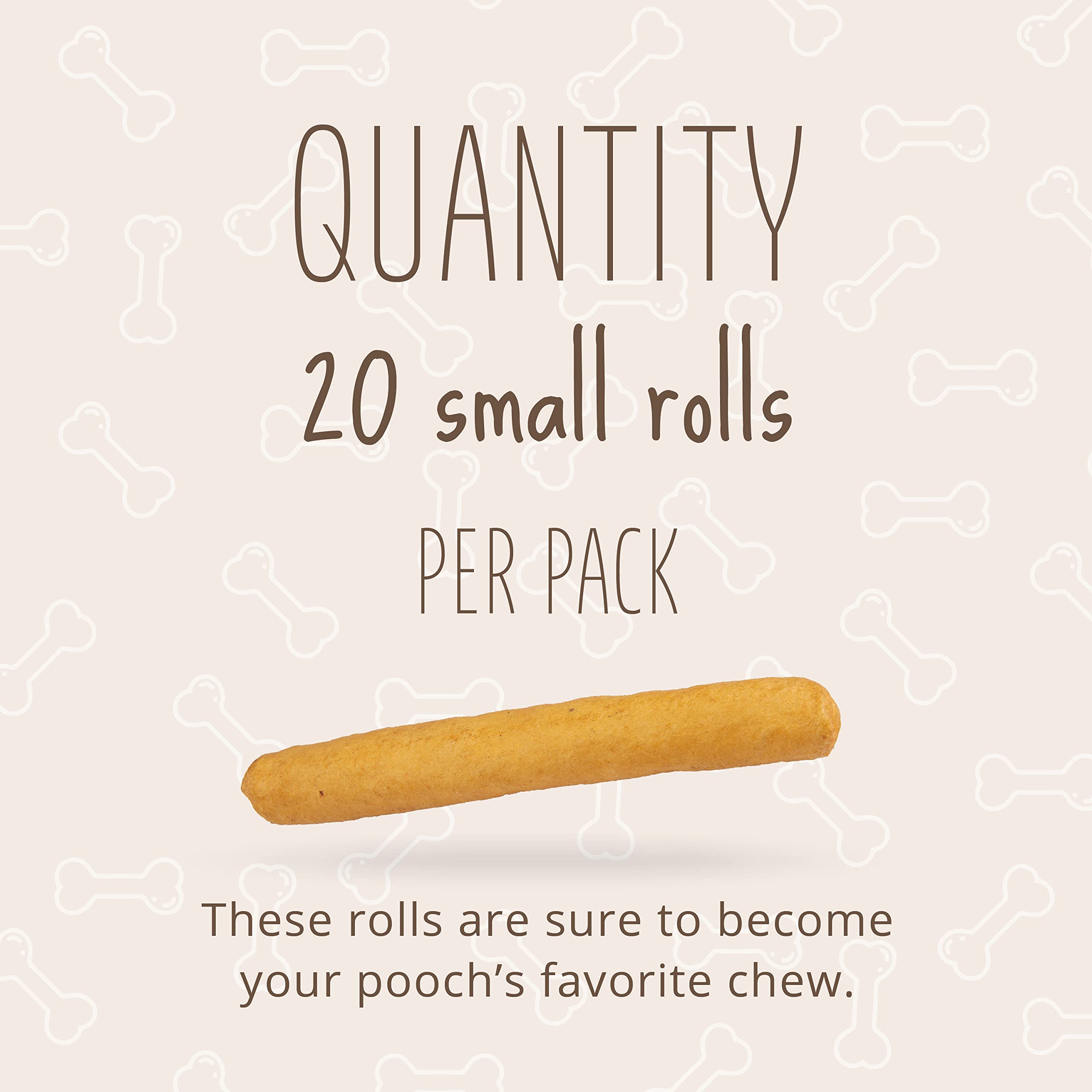 Better Belly Pork Hide Rolls with Smoke Flavor Small, 20 Count, Digestible Pork Hide for Dogs (P-94453)