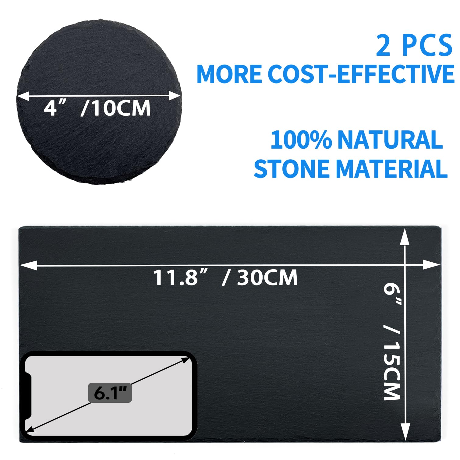 Inoscind 2 Pack Reptile Basking Platform 11.8    6'' + 4'', Reptile Slate, Basking Rock, Slate Tiles Rocks For Reptiles,Terrariu