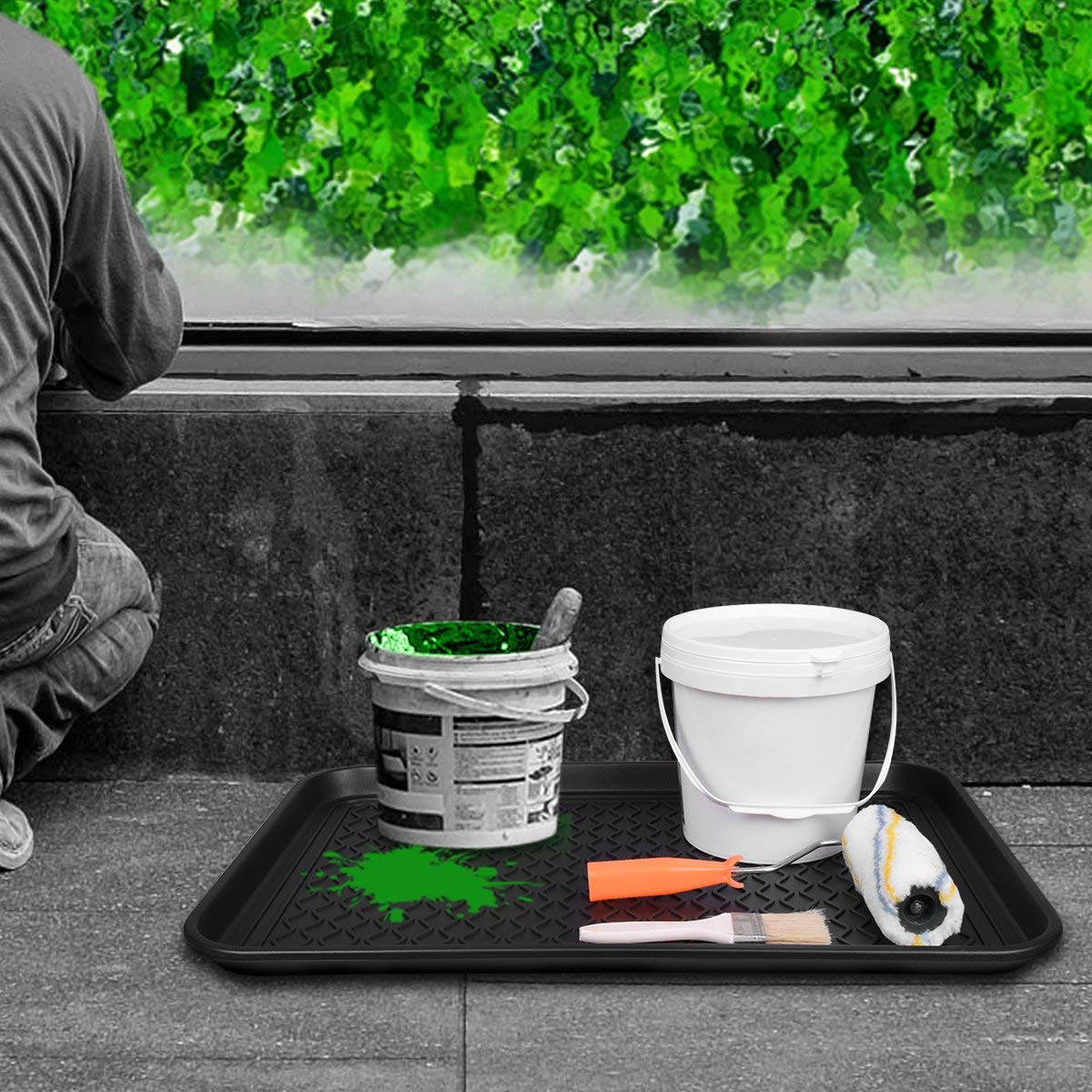 Home-Man Multi-Purpose Boot Mat, Shoe Mat, Pet Bowl Tray, Waterproof For Indoor And Outdoor Floor Protection, 24'' X 15''/2 Pack