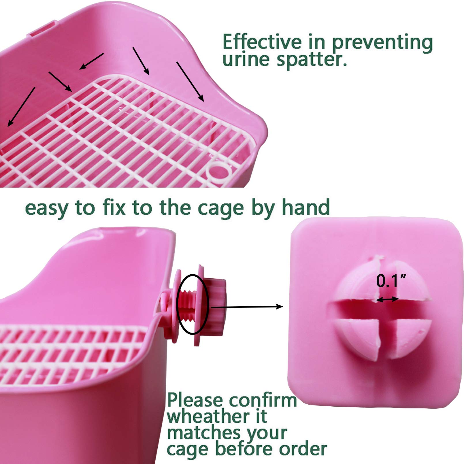 Hamiledyi Rabbit Litter Box, Plastic Rectangular Cage Toilet, Bunny Potty Trainer Corner, Small Pets Bedding Litter Box For Chinchilla Guinea Pig Ferret Hedgehog (Pink)