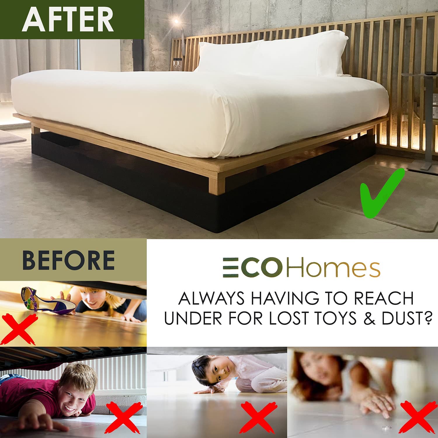 ECOHomes Under Bed Blocker for Pets - 13ft Bed Gap Blocker Keeps Toys & Pets Out from Under Furniture - Bumper for Dogs & Cats