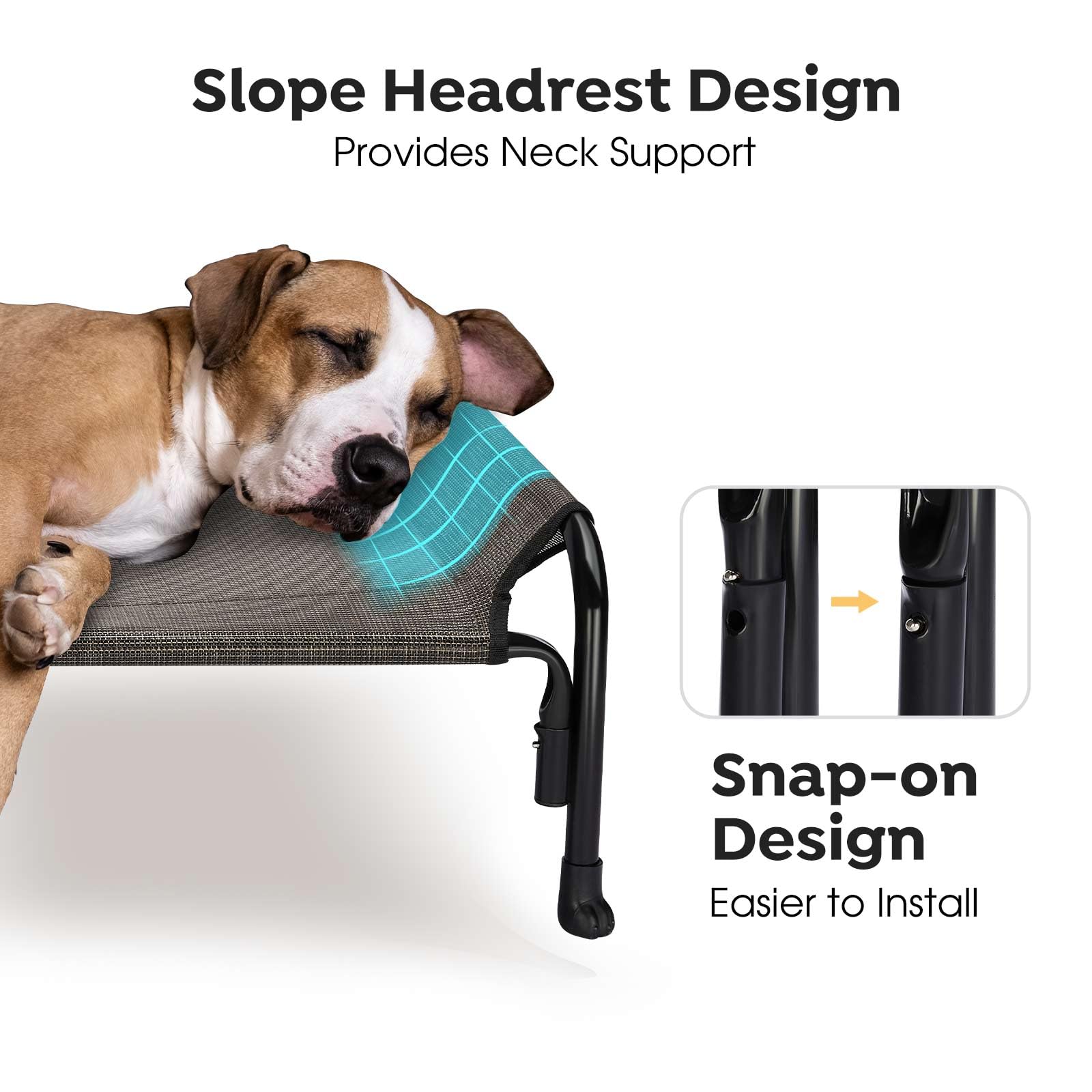 Veehoo Outdoor Elevated Dog Bed, Raised Dog Cot For Small Medium Dogs, Cooling Washable Waterproof Pet Hammock Beds With Slope H