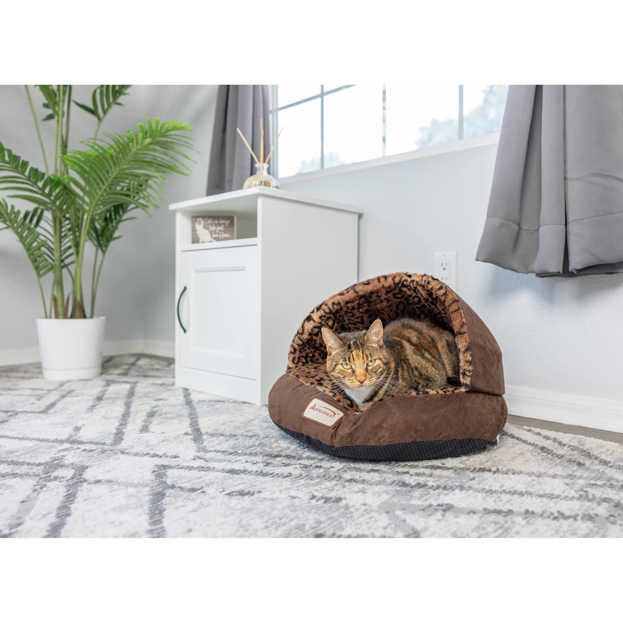 Armarkat Cat Bed, Mocha and Leopard
