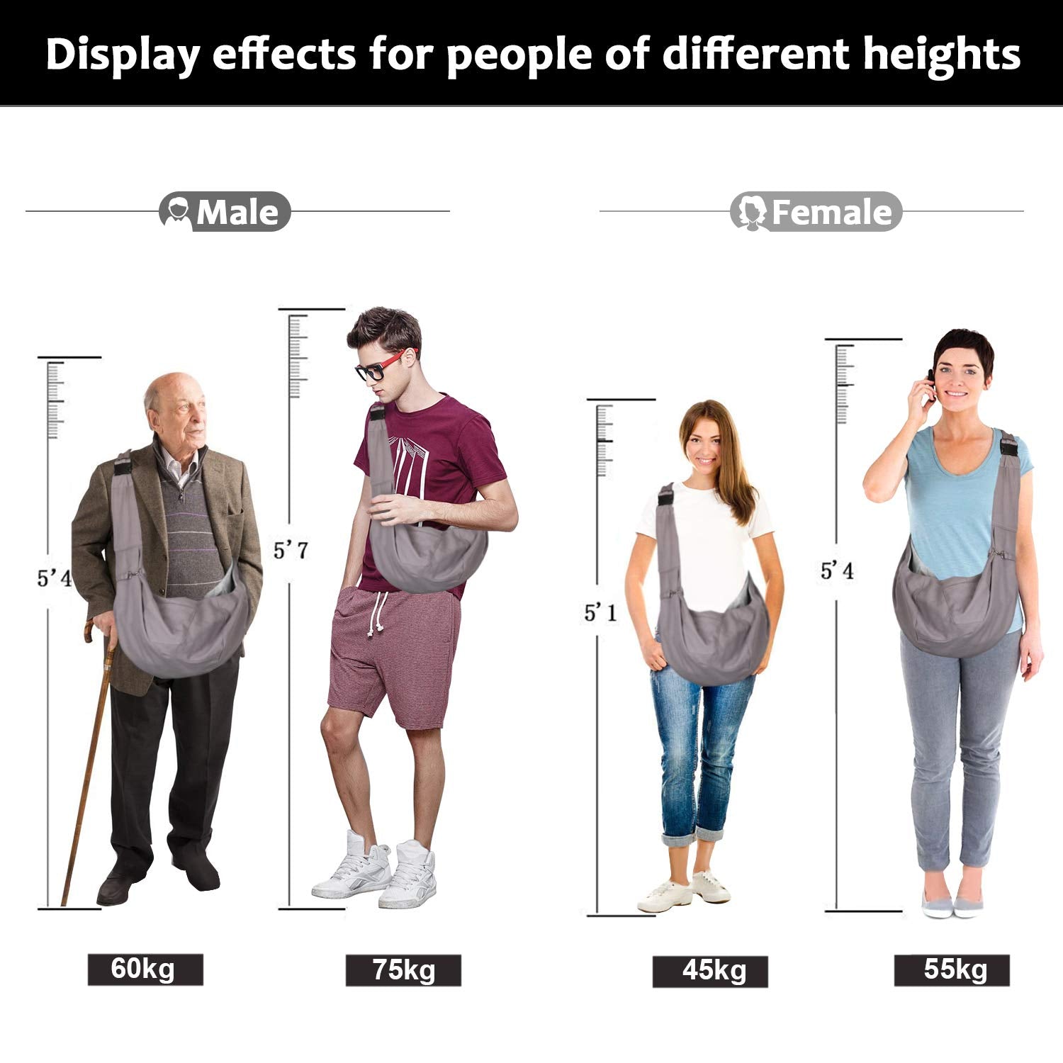 Ownpets Pet Sling Carrier, Pet Sling Carrier Bag Safe,Fit 10~15Lb Cats&Dogs, Comfortable, Adjustable, Perfect For Daily Walk, Outdoor Activity And Weekend Adventure