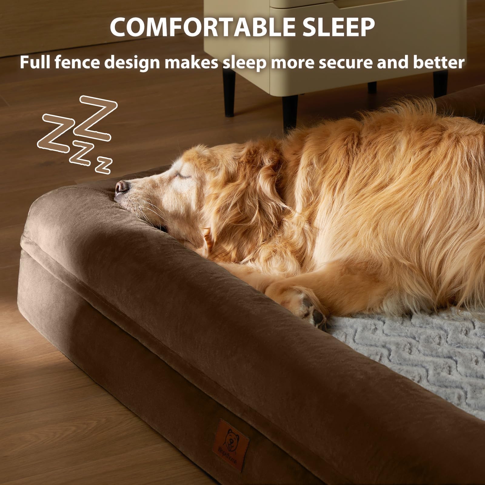 WNPETHOME Giant Dog Bed, Washable Dog Couch with Removable Waterproof Cover, Orthopedic Large Pet Sofa Bed with Bolster Sides fo