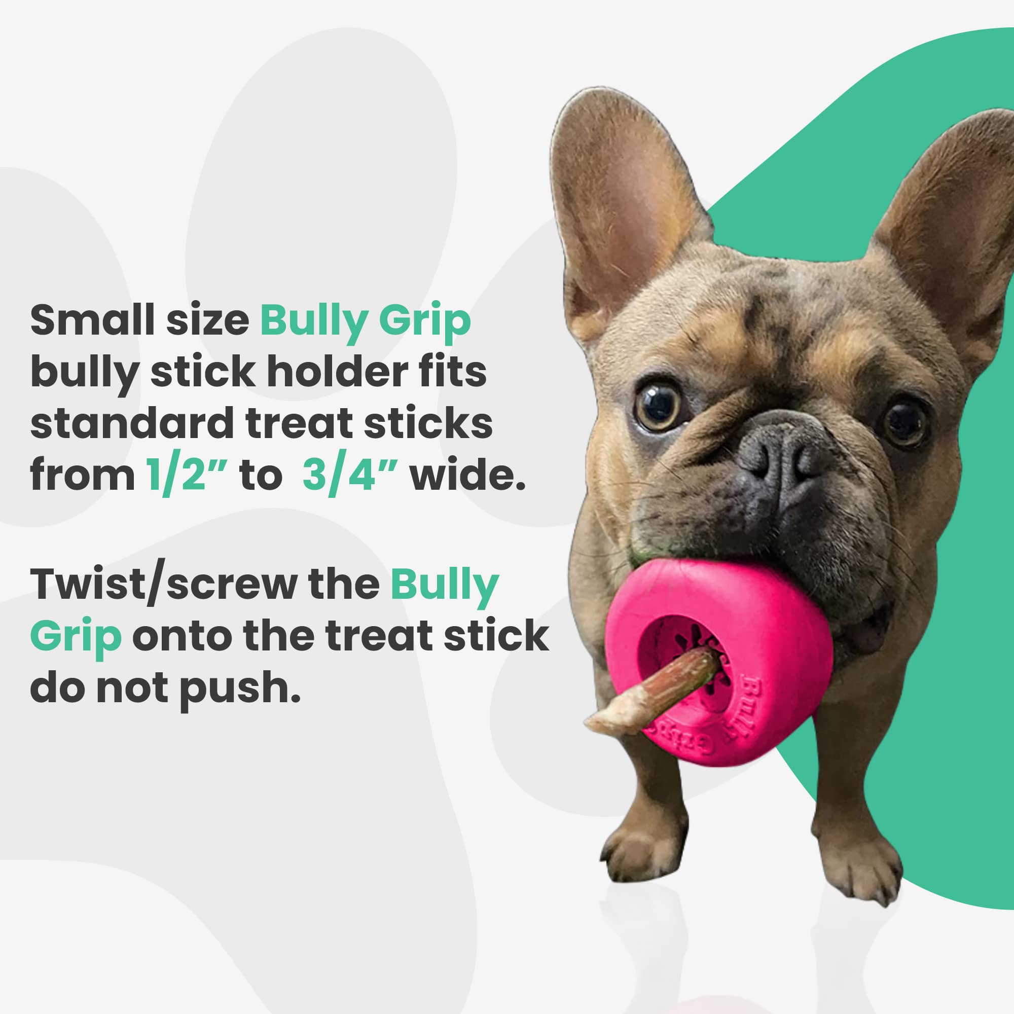 Bully Grip Small Neon Pink Natural Rubber Dog Treat Holder & Chew Toy