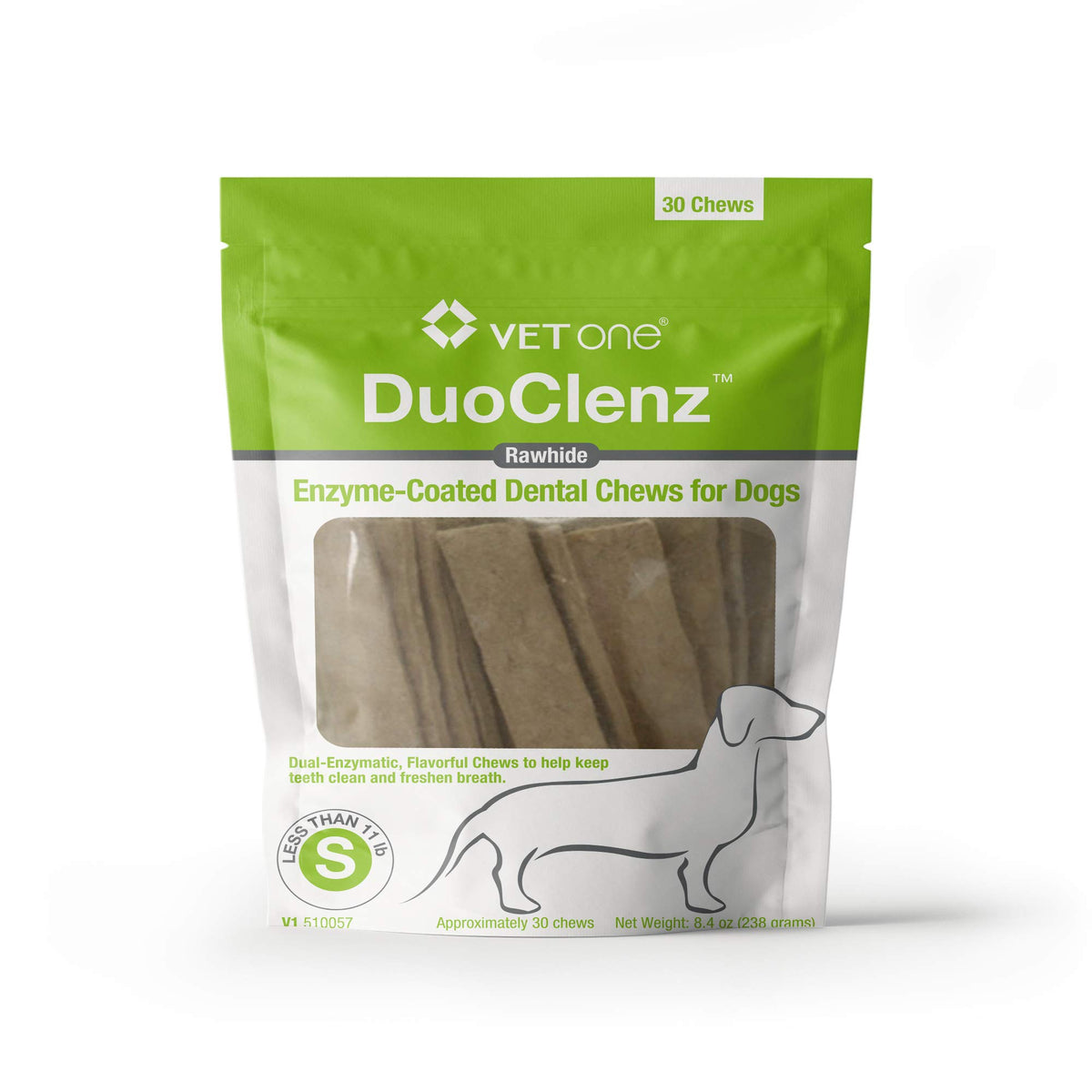 Vet One Duoclenz Enzymecoated Dog Dental Hygiene Chews For Small Dogs - Clean Teeth & Freshen Breath - 30 Count