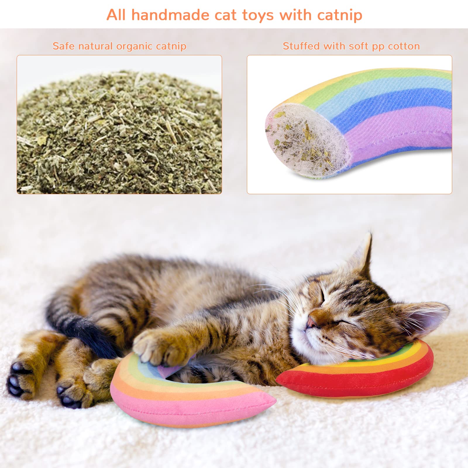 Etekyer Catnip Toys, Catnip Toys For Cats, Cat Toys, Cat Toys For Indoor Cats, Cat Toys With Catnip, Interactive Cat Teething Chew Toys Cat Pillow Toys For Kitten Kitty, 2 Pack